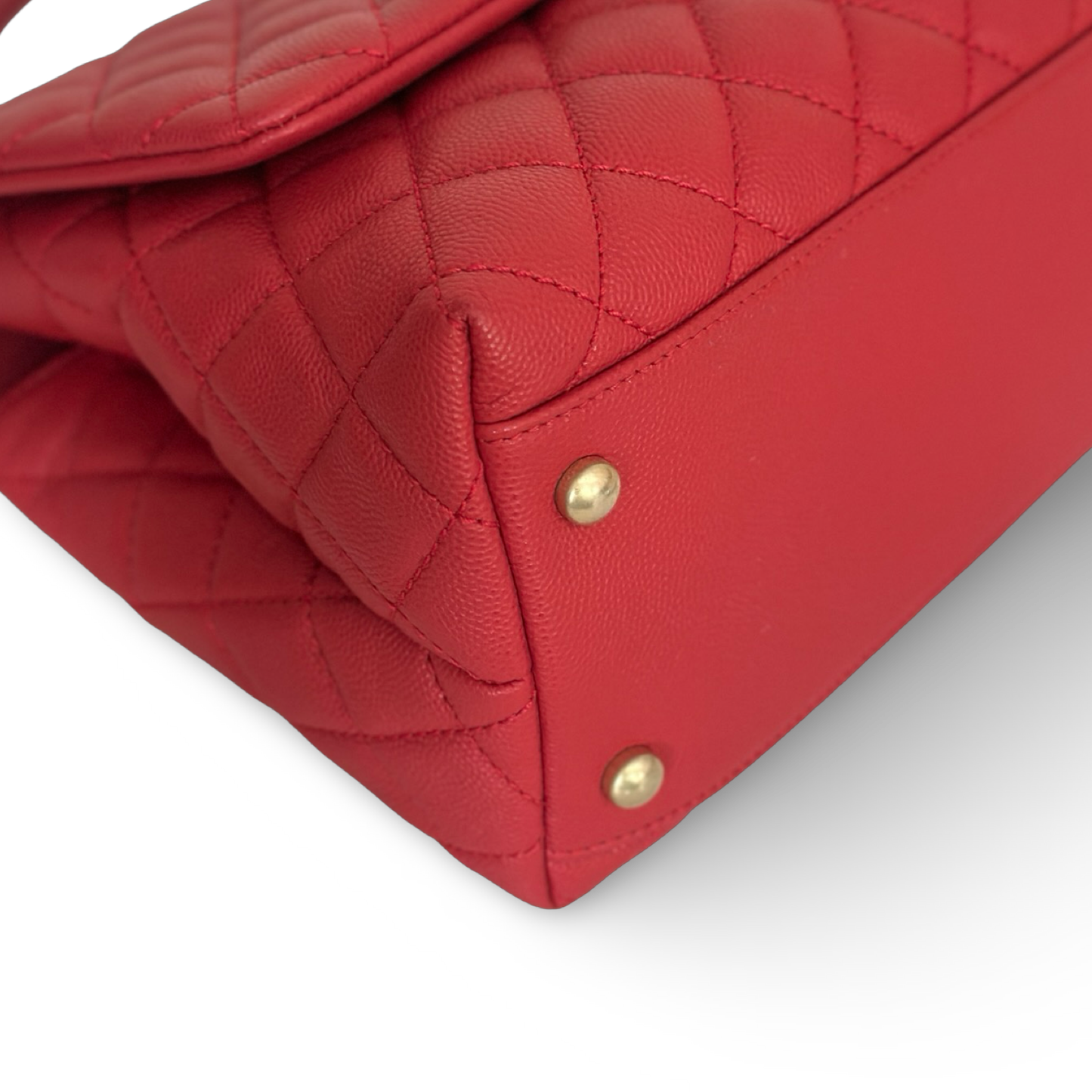 Chanel Quilted Caviar Small Coco Handle - GHW / Red