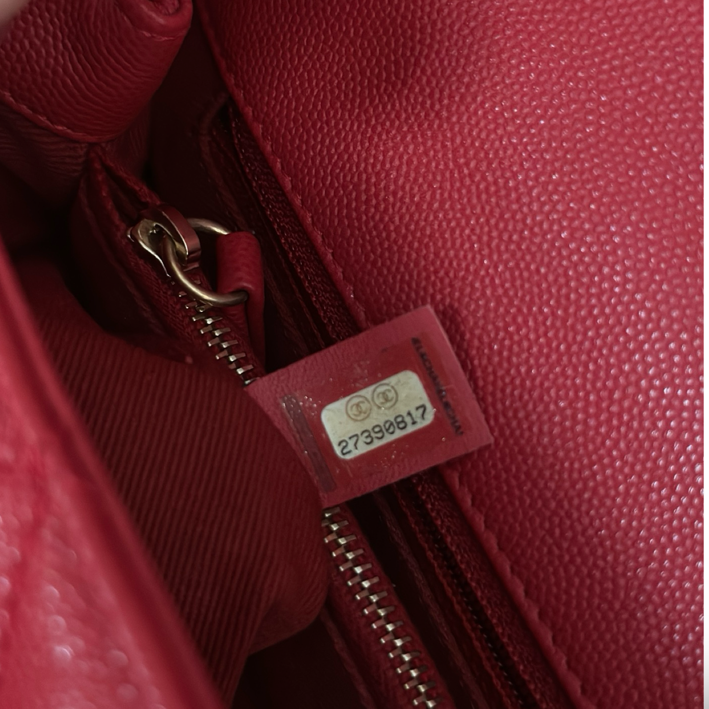 Chanel Quilted Caviar Small Coco Handle - GHW / Red