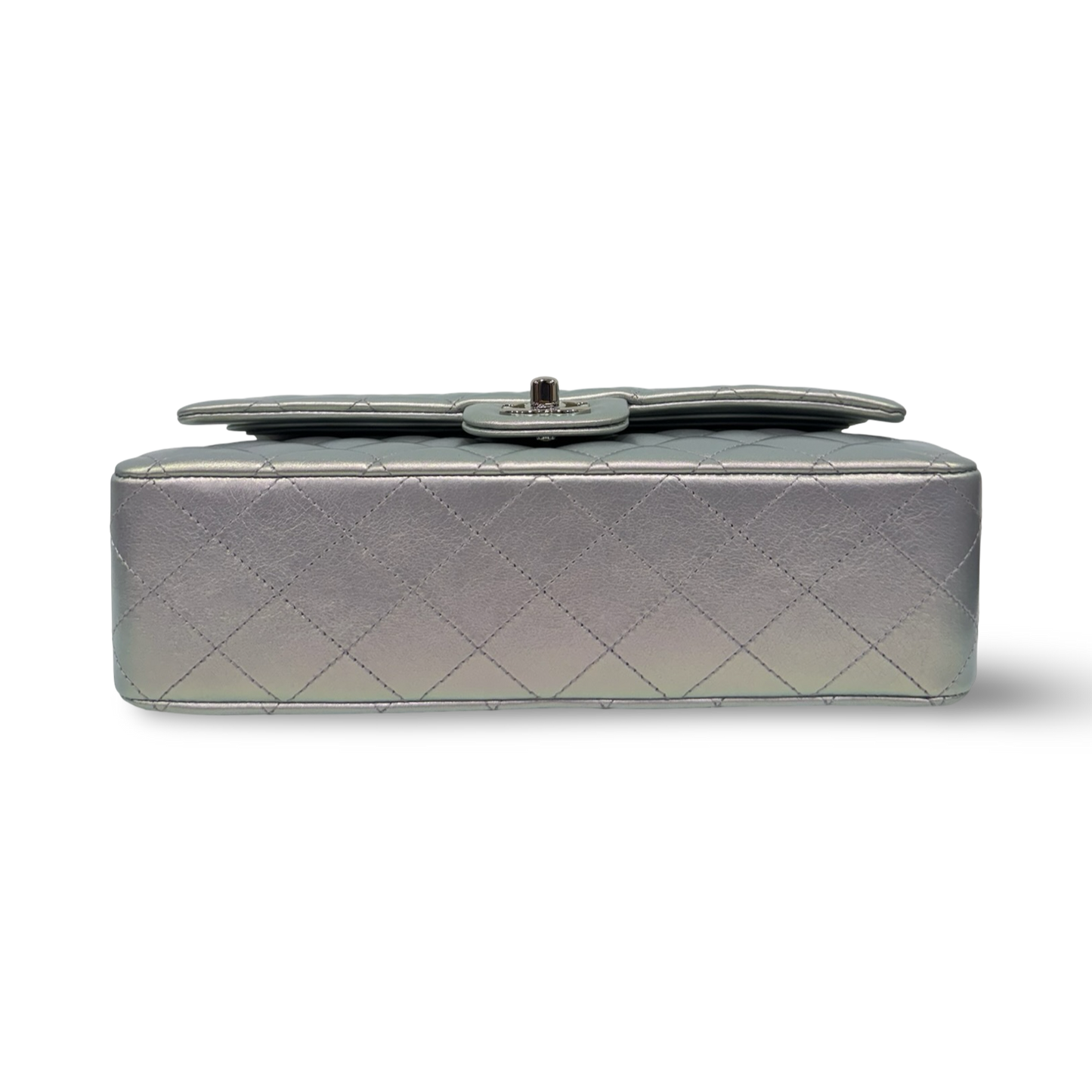 Chanel Quilted Lambskin Medium Iridescent Double Flap - SHW/ Sliver