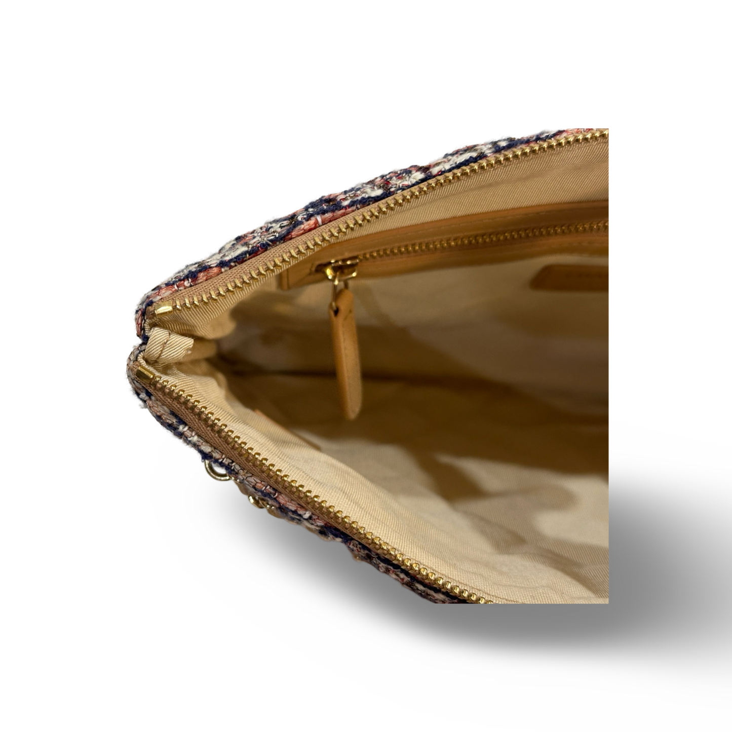 Chanel Classic Lambskin Fabric Double Clutch Beige