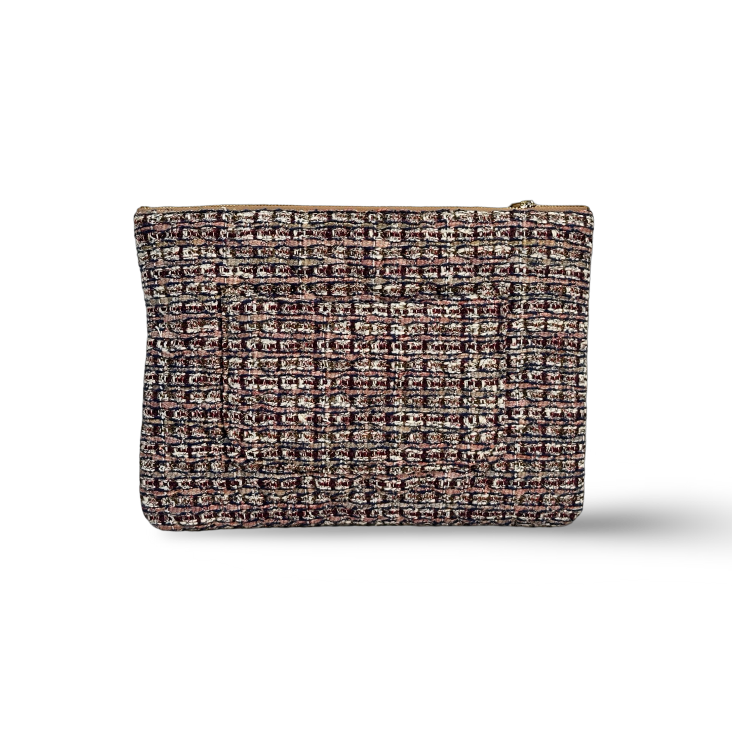 Chanel Classic Lambskin Fabric Double Clutch Beige