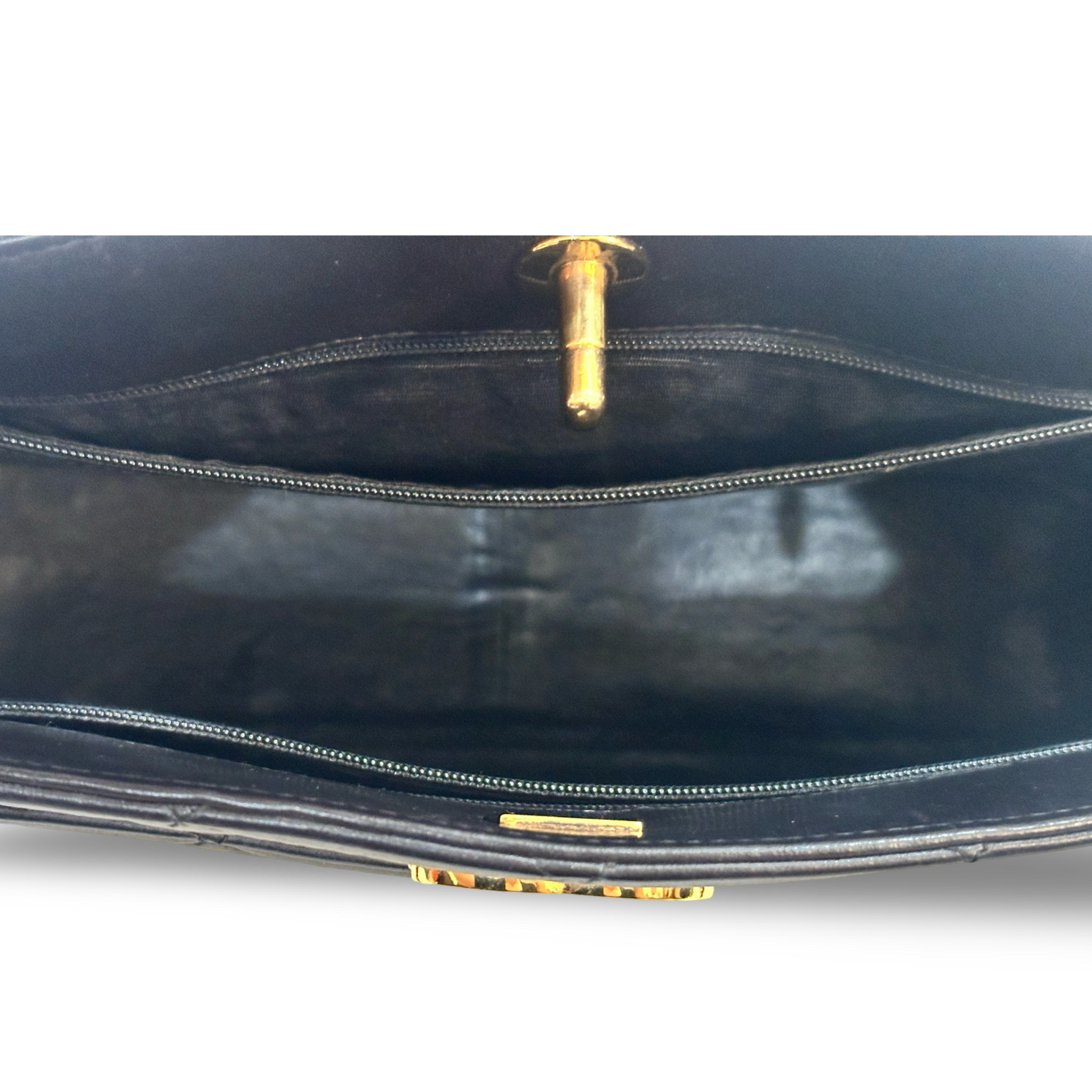 Chanel Vintage Big Logo Medium Tote Gold Black