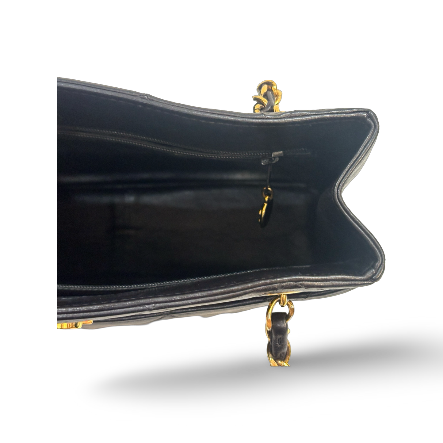 Chanel Vintage Big Logo Medium Tote Gold Black