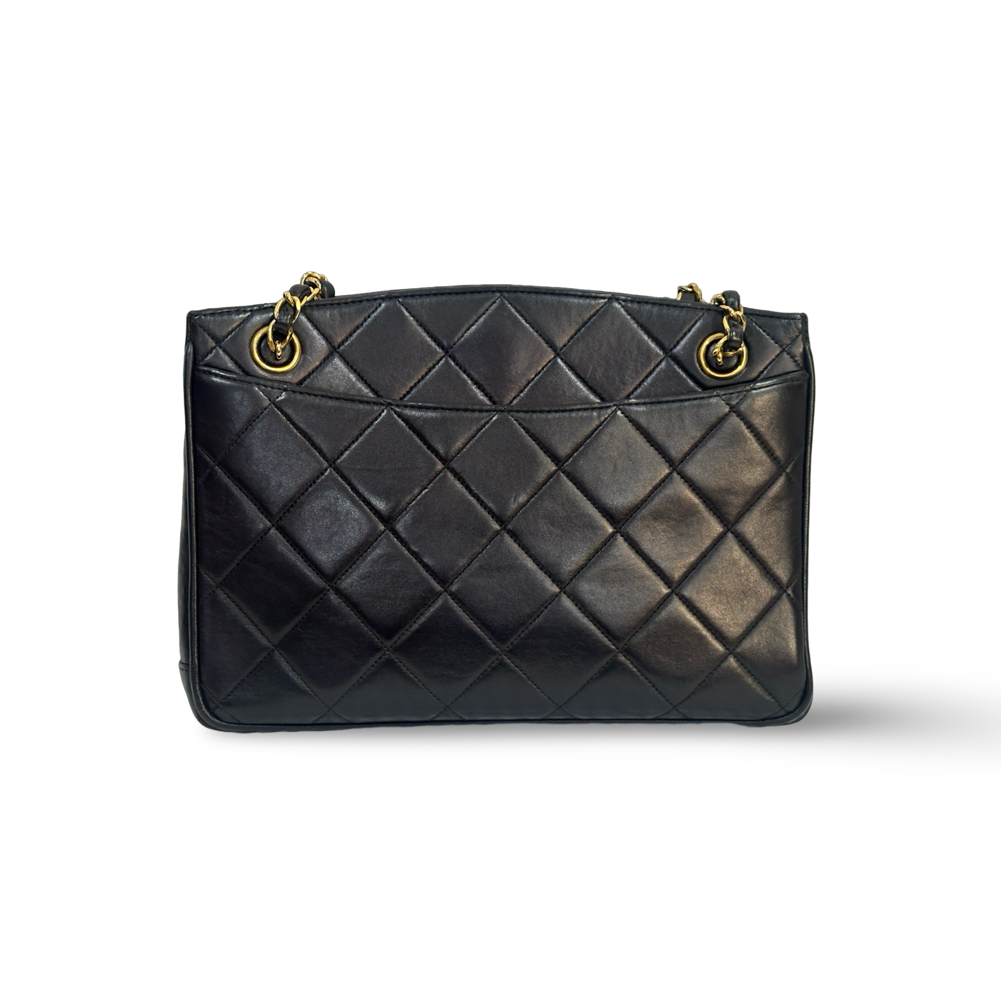 Chanel Vintage Big Logo Medium Tote Gold Black