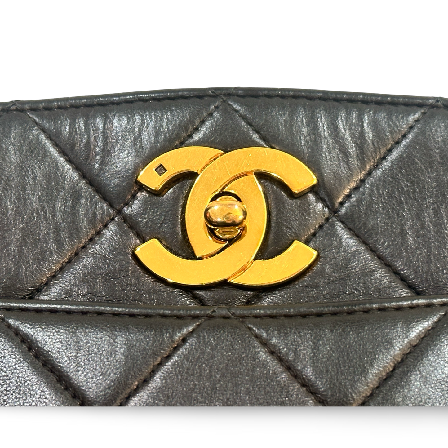 Chanel Vintage Big Logo Medium Tote Gold Black