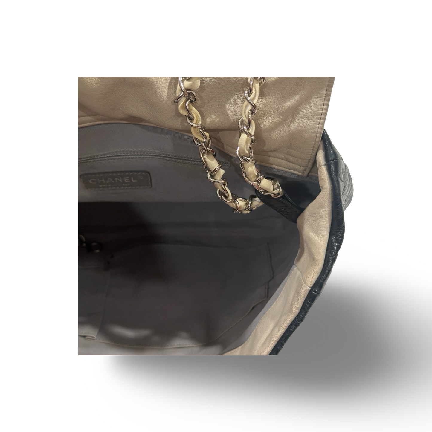 Chanel Classic Wax Shopping Tote Muti Color Beige Black