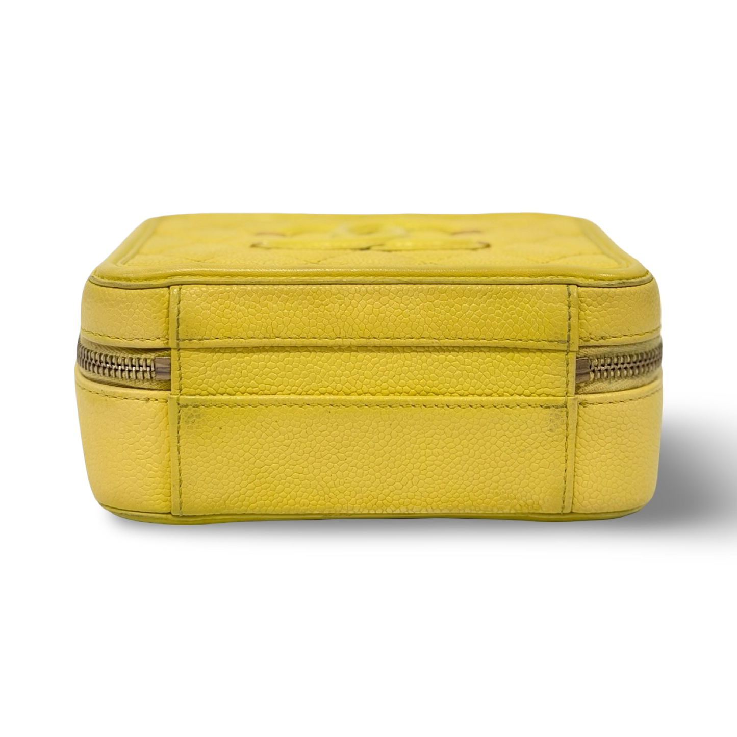 Chanel Quilted Caviar Small Vanity Case - GHW / Yellow