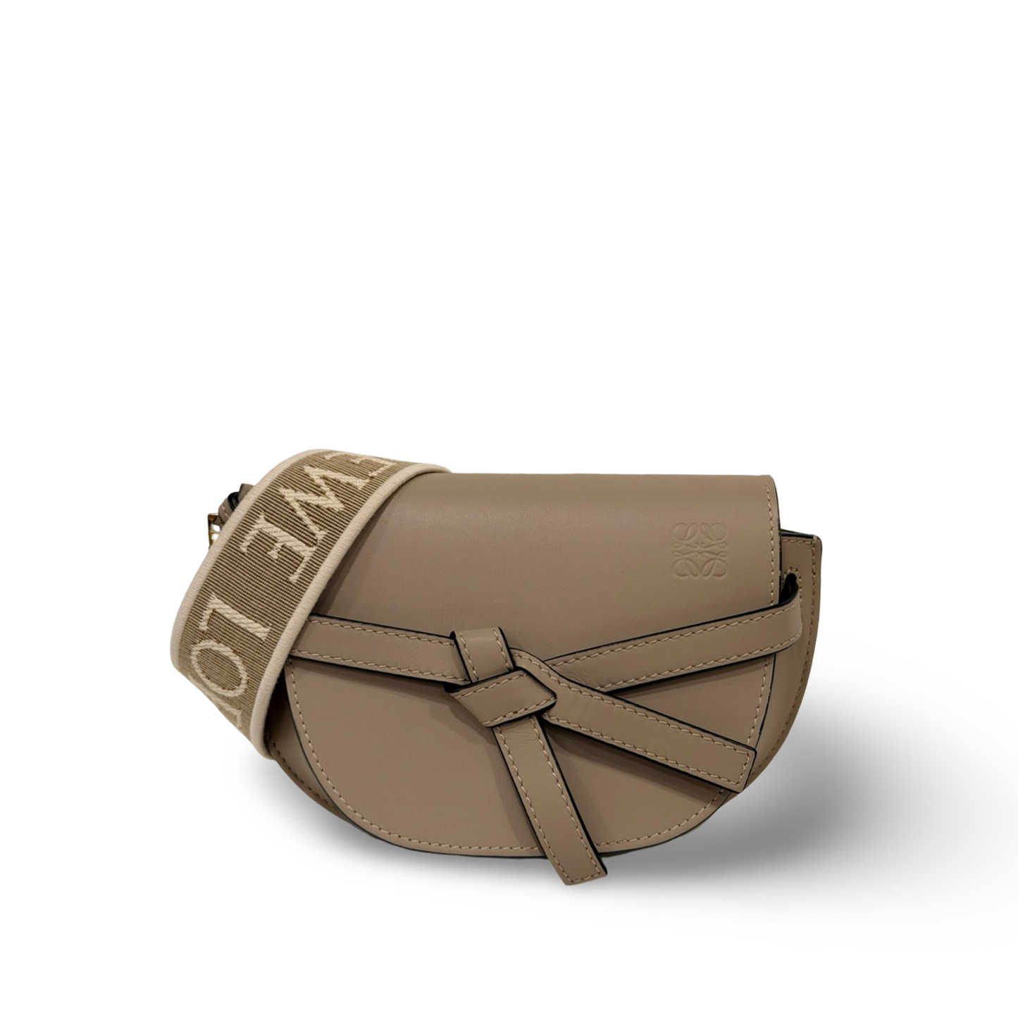 Loewe Calfskin Jacquard Mini Gate Dual Bag - GHW / Gray