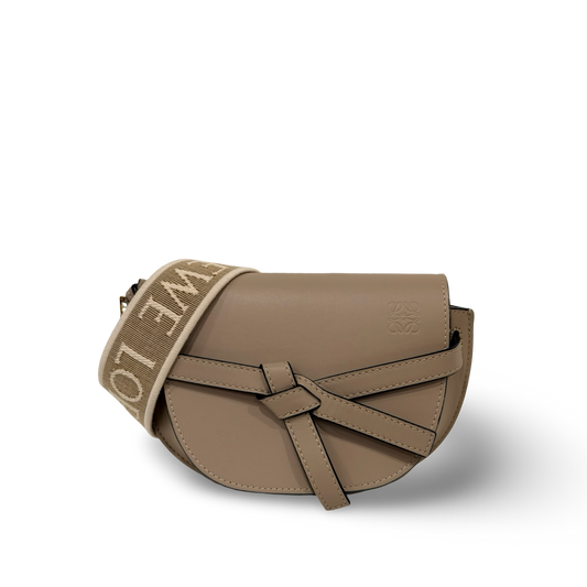 Loewe Calfskin Jacquard Mini Gate Dual Bag - GHW / Gray