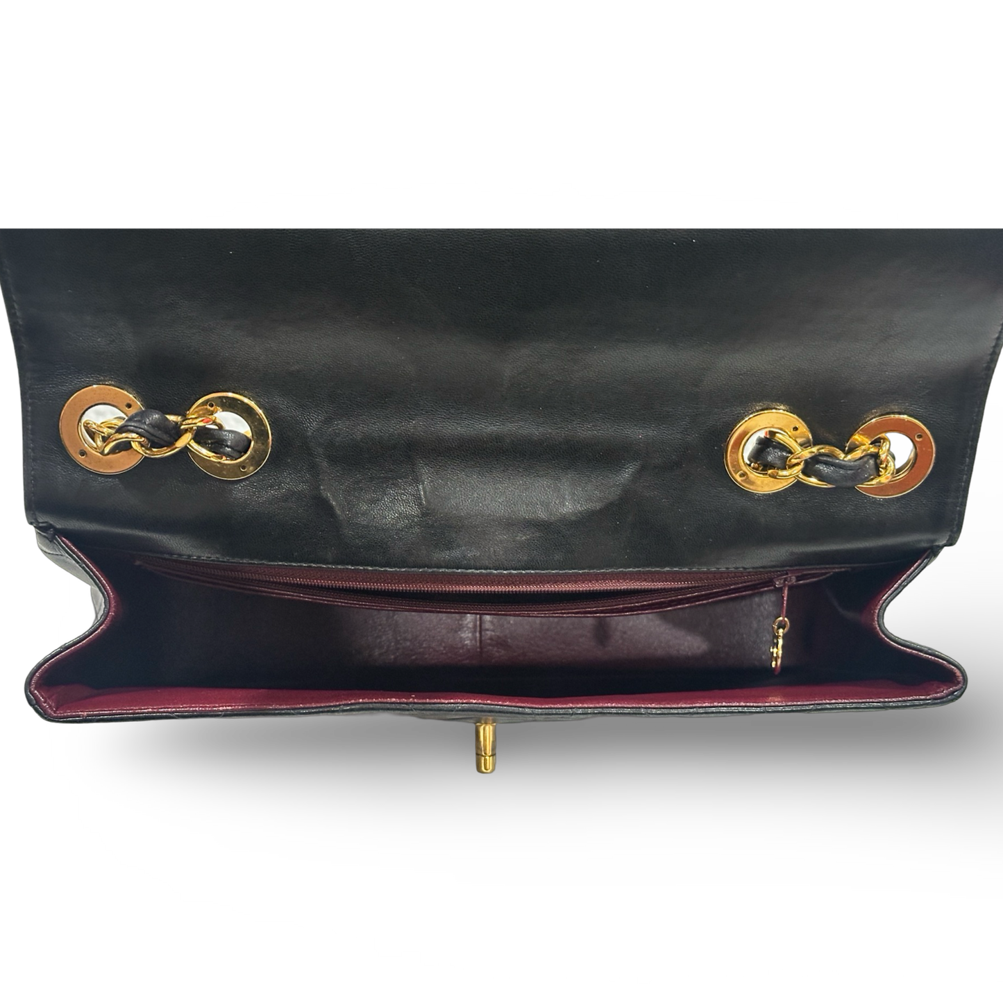 Chanel Vintage Big Logo XL Single Flap Gold Black