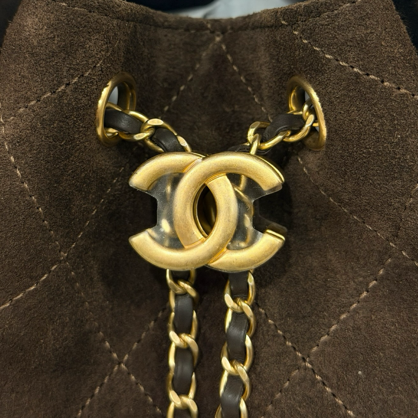 Chanel Quilted Suede Small 25 Bag - GHW / Brown