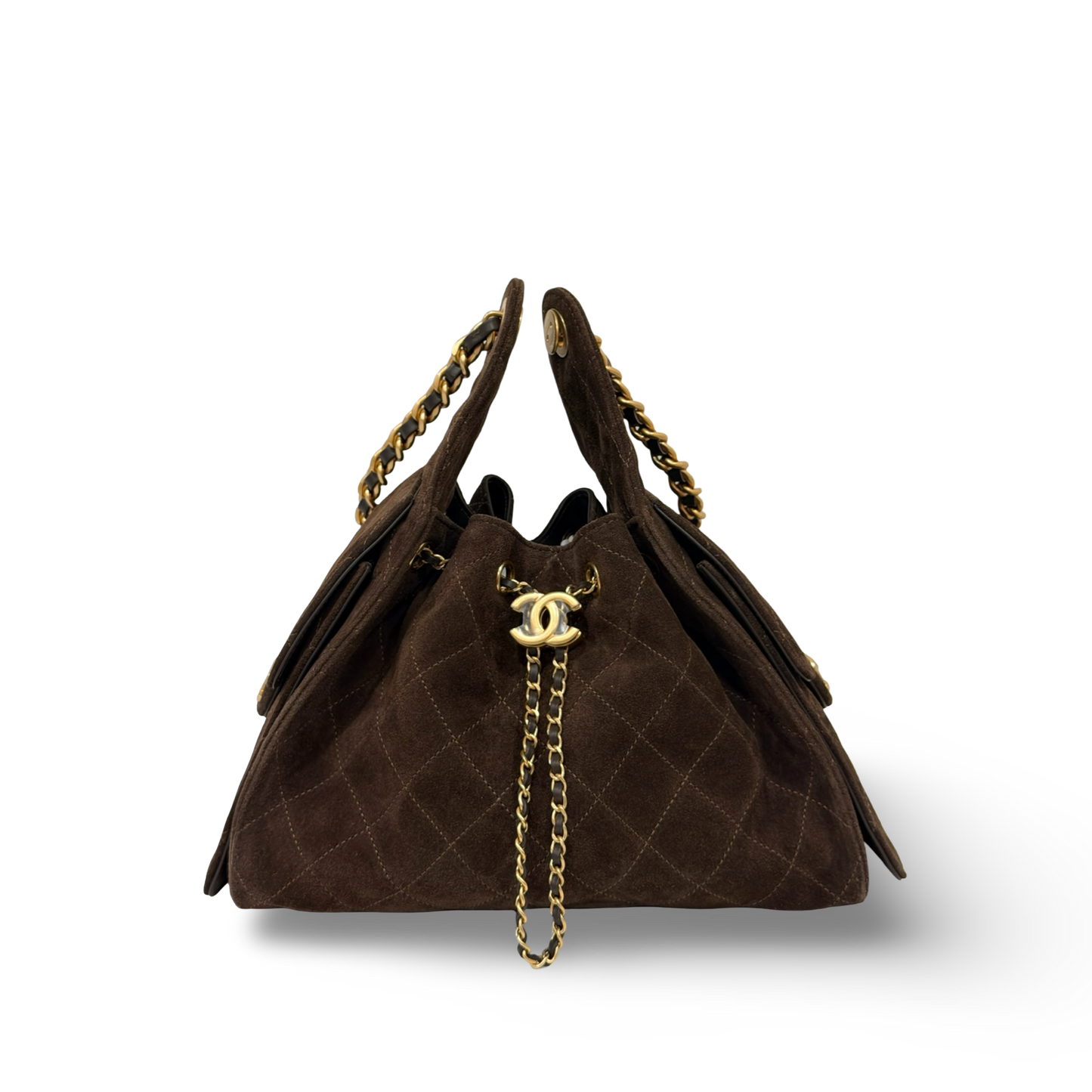 Chanel Quilted Suede Small 25 Bag - GHW / Brown