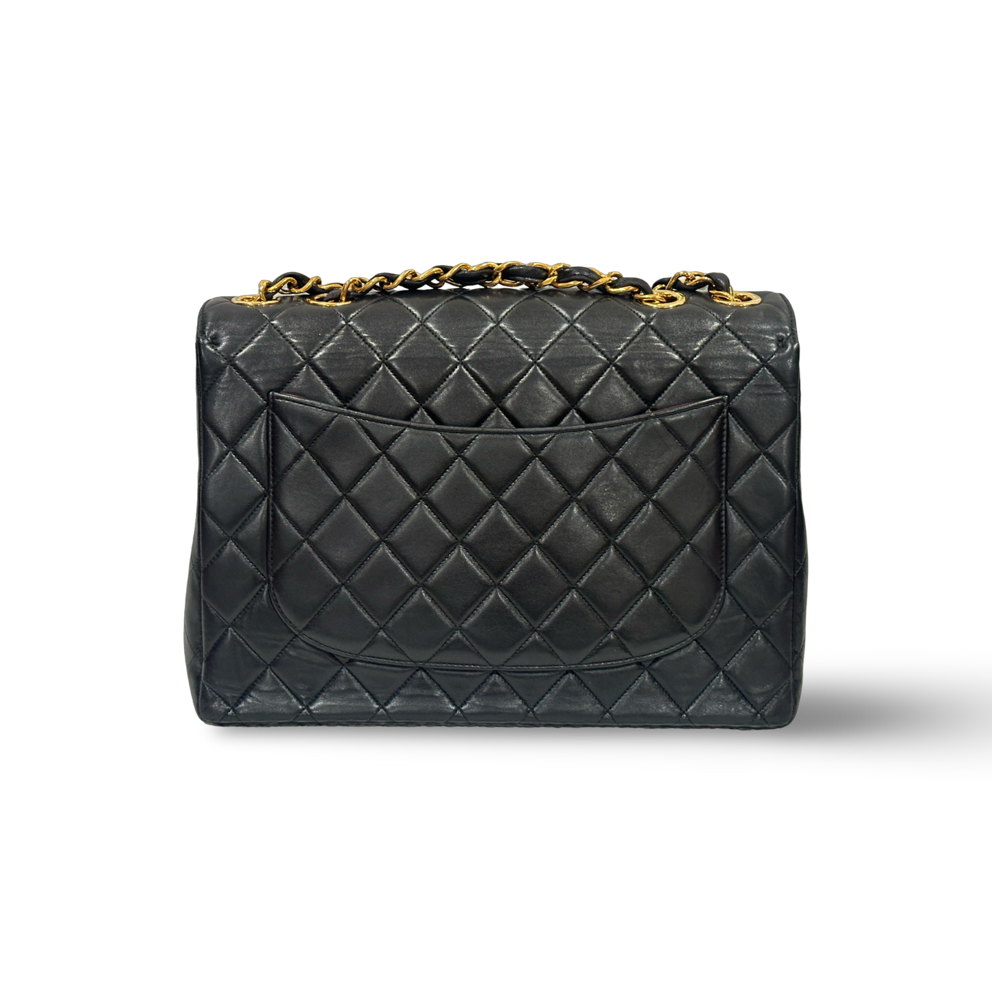 Chanel Vintage Big Logo XL Single Flap Gold Black
