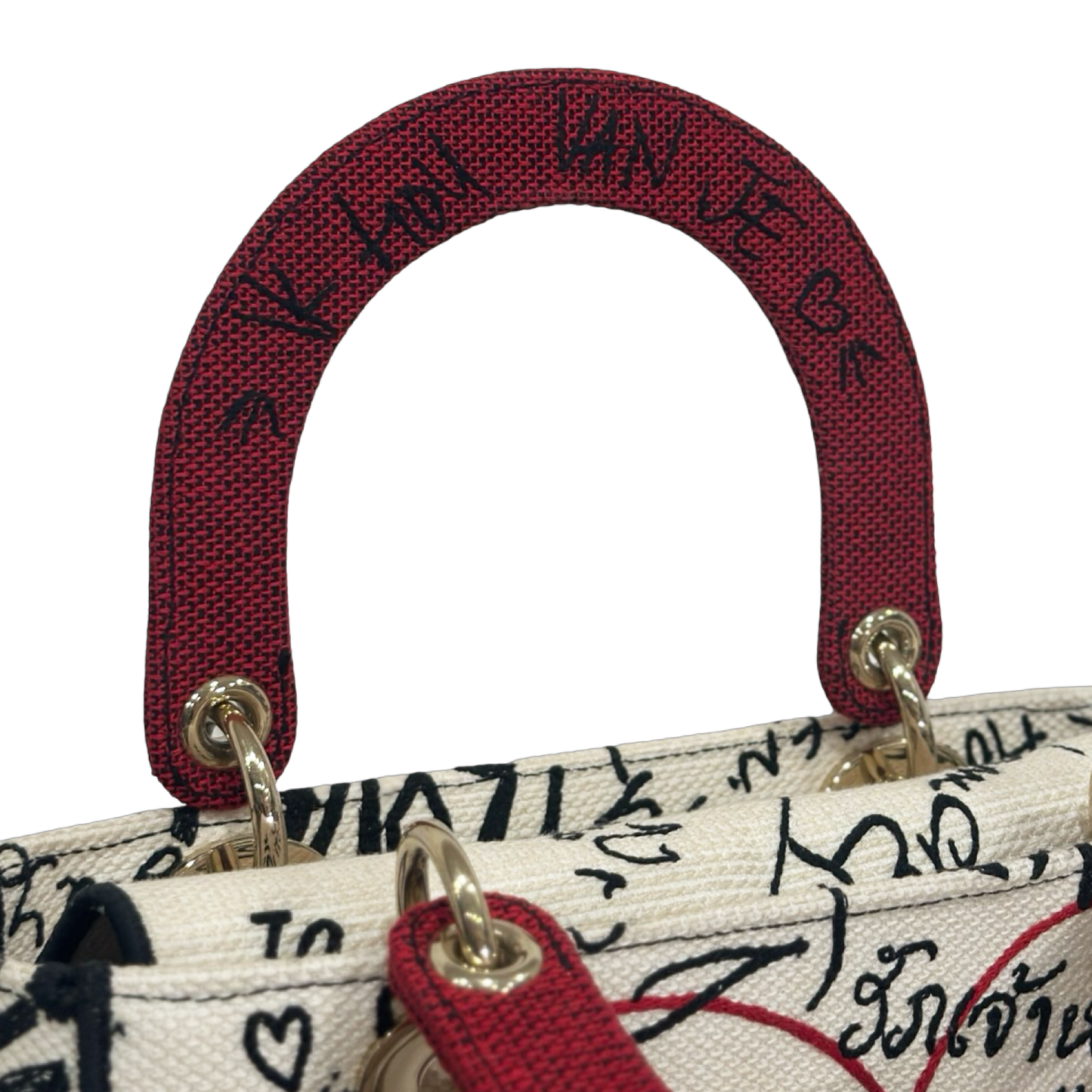 Dior Canvas D-Lite Medium Amour Graffiti Lady Dior Lady - GHW / Red White