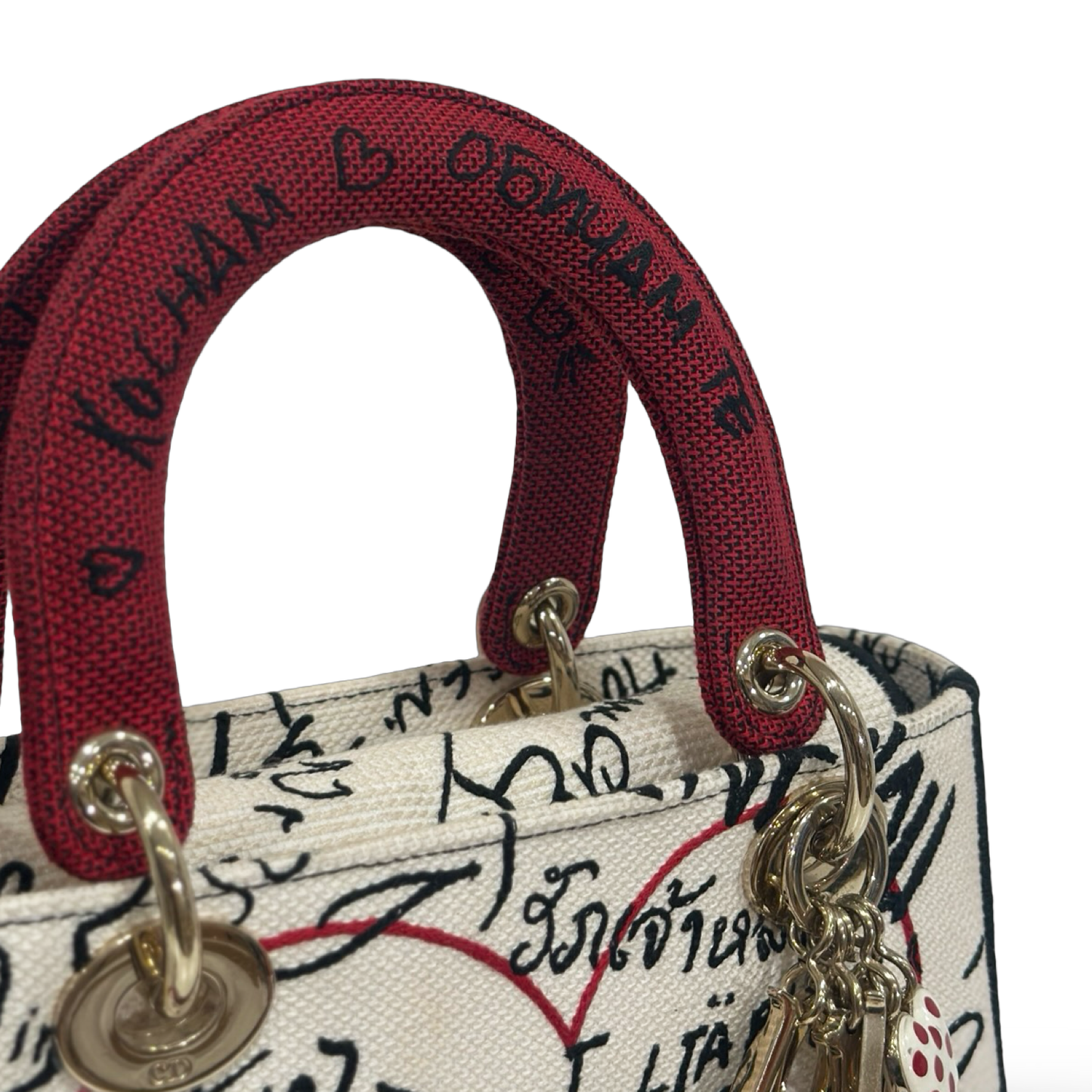 Dior Canvas D-Lite Medium Amour Graffiti Lady Dior Lady - GHW / Red White