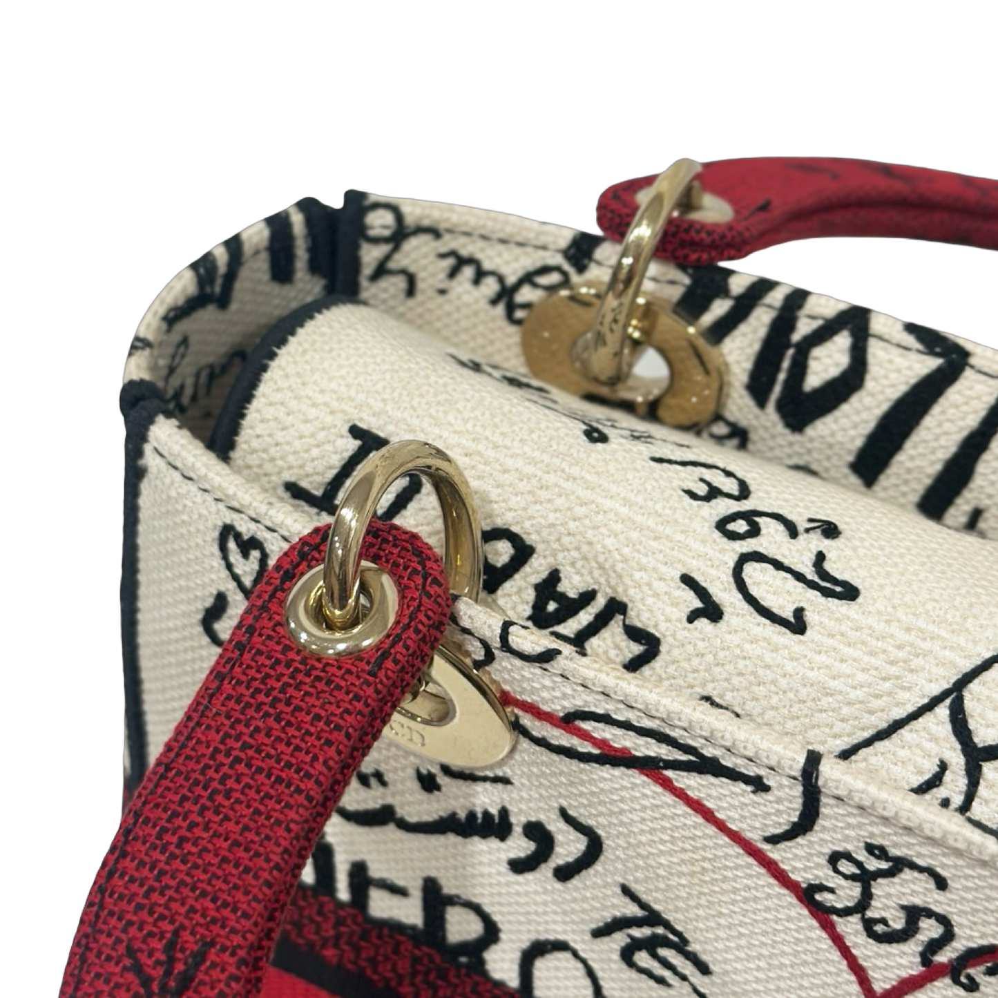 Dior Canvas D-Lite Medium Amour Graffiti Lady Dior Lady - GHW / Red White