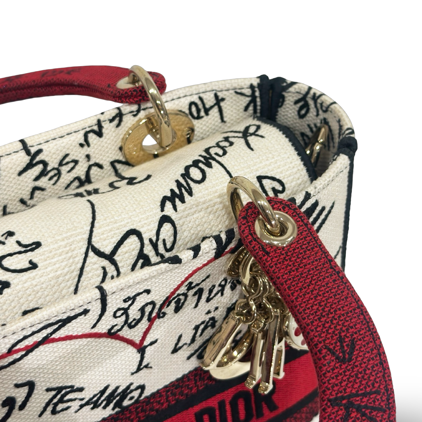 Dior Canvas D-Lite Medium Amour Graffiti Lady Dior Lady - GHW / Red White