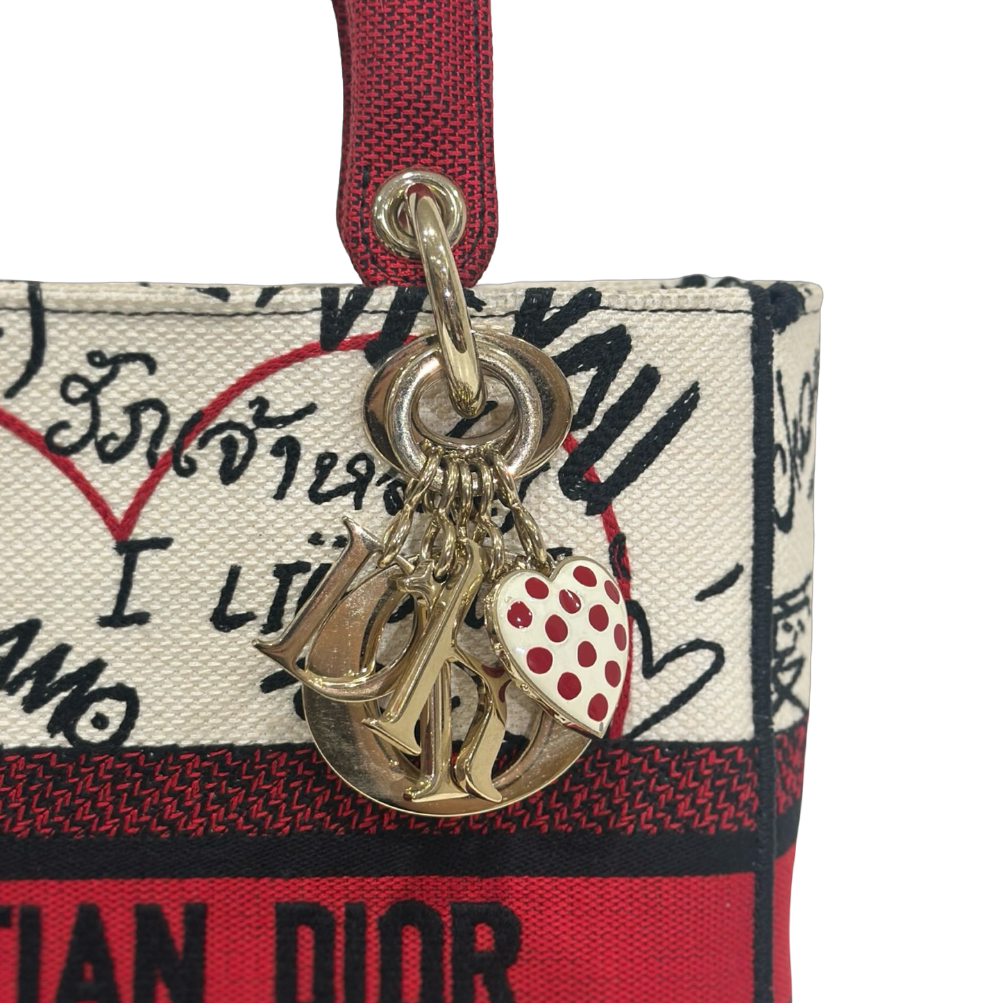 Dior Canvas D-Lite Medium Amour Graffiti Lady Dior Lady - GHW / Red White