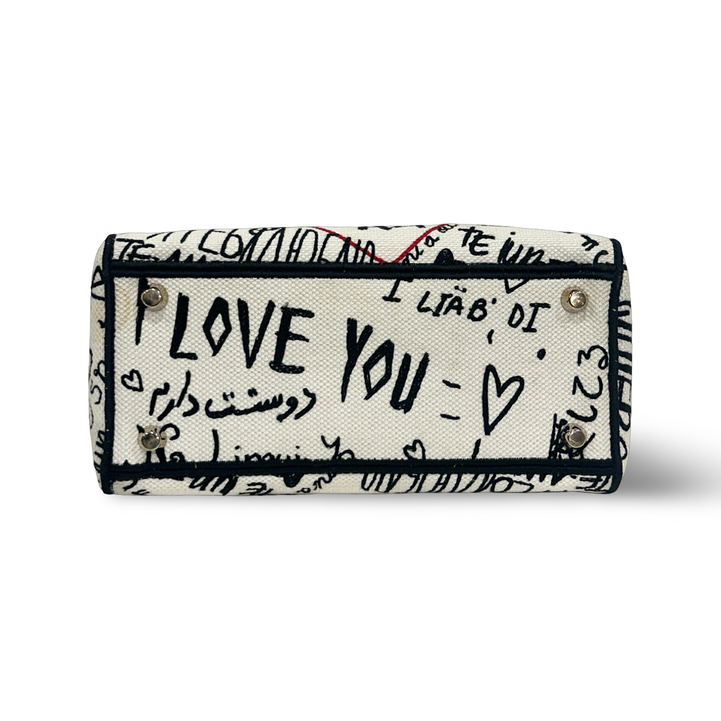 Dior Canvas D-Lite Medium Amour Graffiti Lady Dior Lady - GHW / Red White