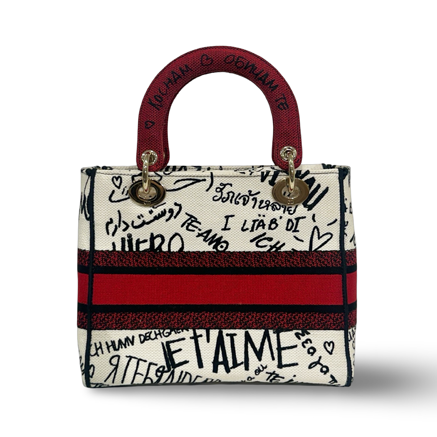 Dior Canvas D-Lite Medium Amour Graffiti Lady Dior Lady - GHW / Red White