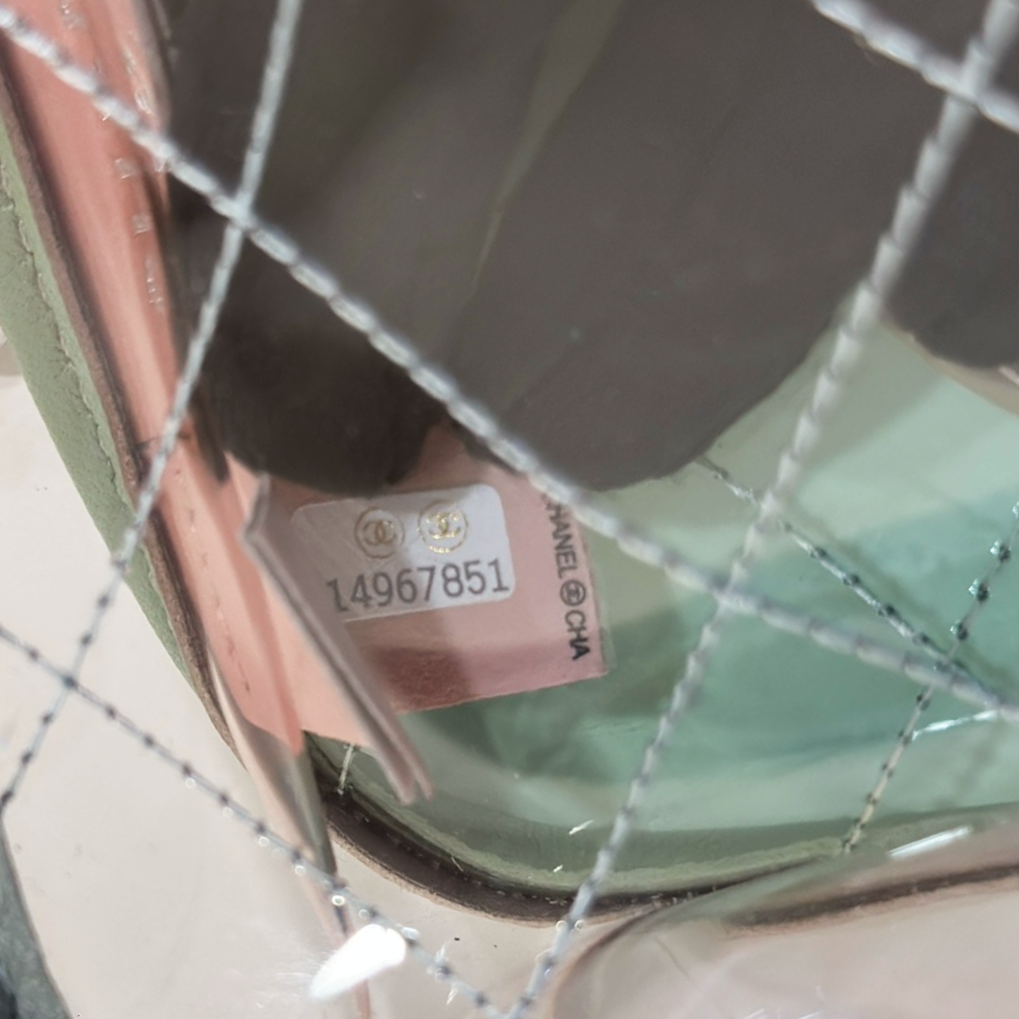 363 Chanel Quilted PVC Medium Splash Flap - SHW / Blue Pink