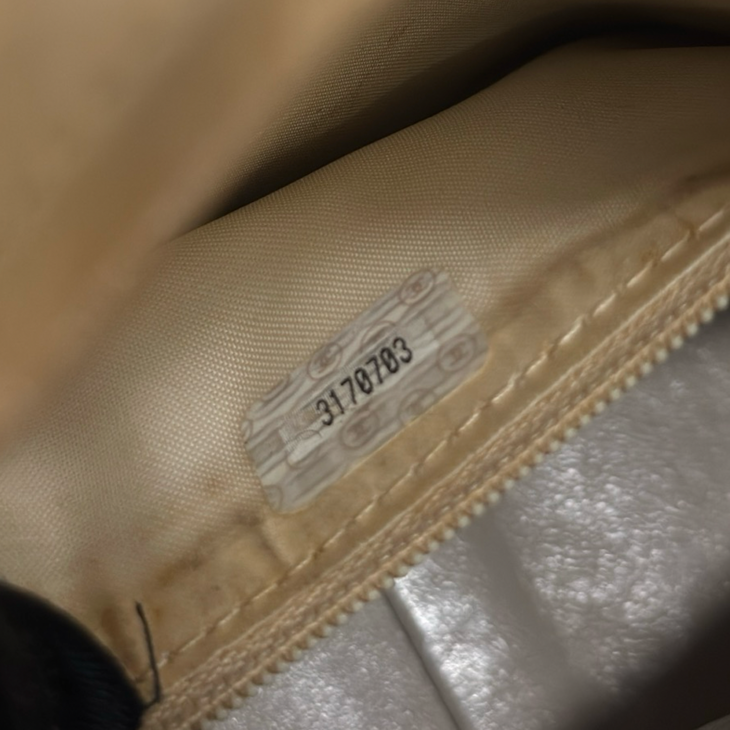 Chanel Vintage Quilted Lambskin Three Logos Camera Bag - GHW / Beige
