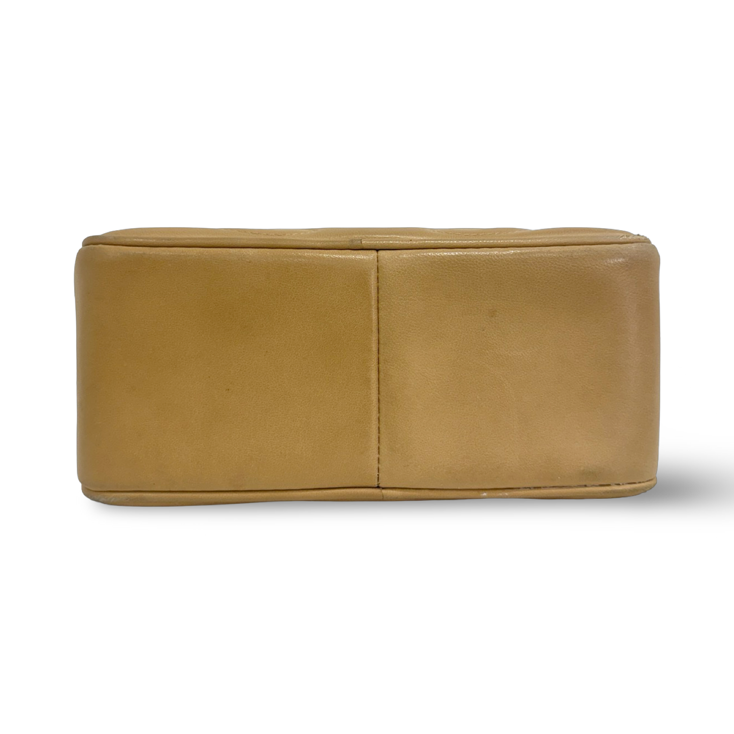Chanel Vintage Quilted Lambskin Three Logos Camera Bag - GHW / Beige