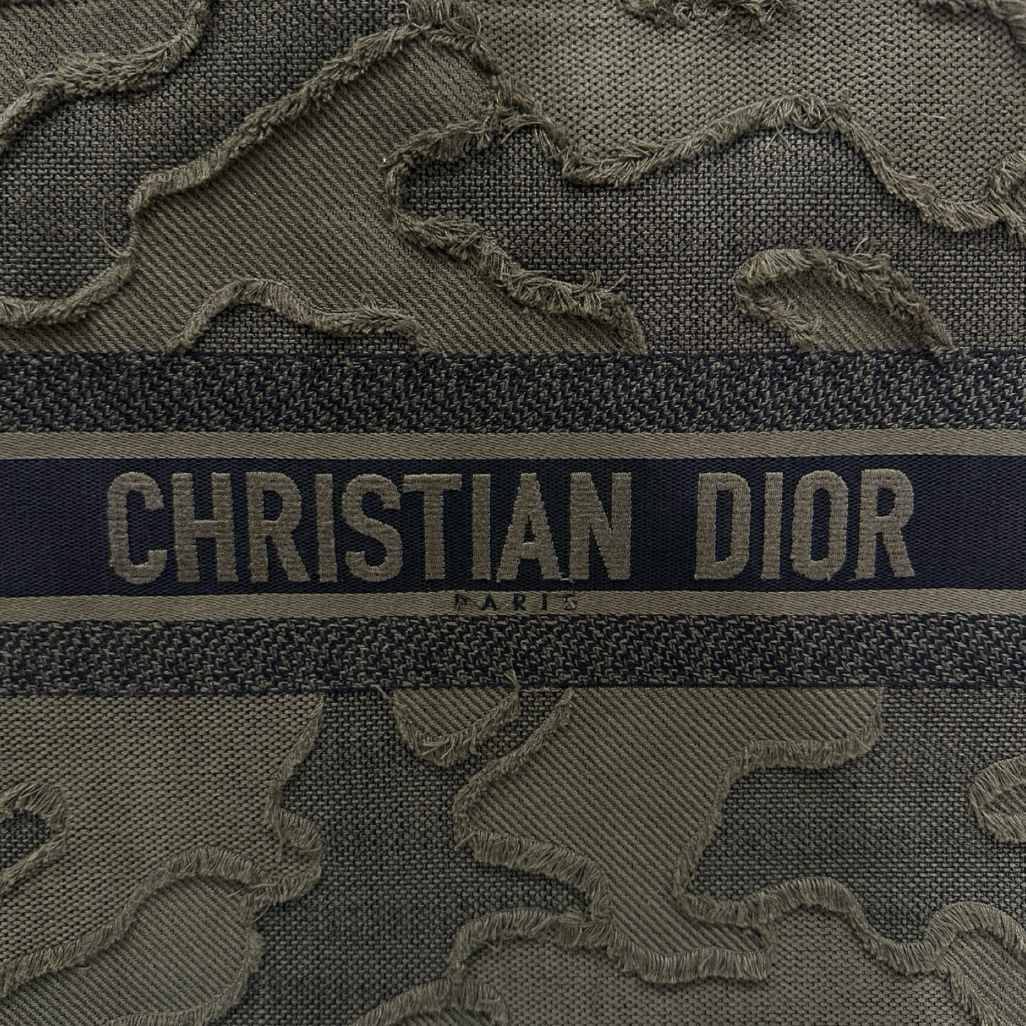 Dior Canvas Embroidered Camouflage Medium Book Tote - Green