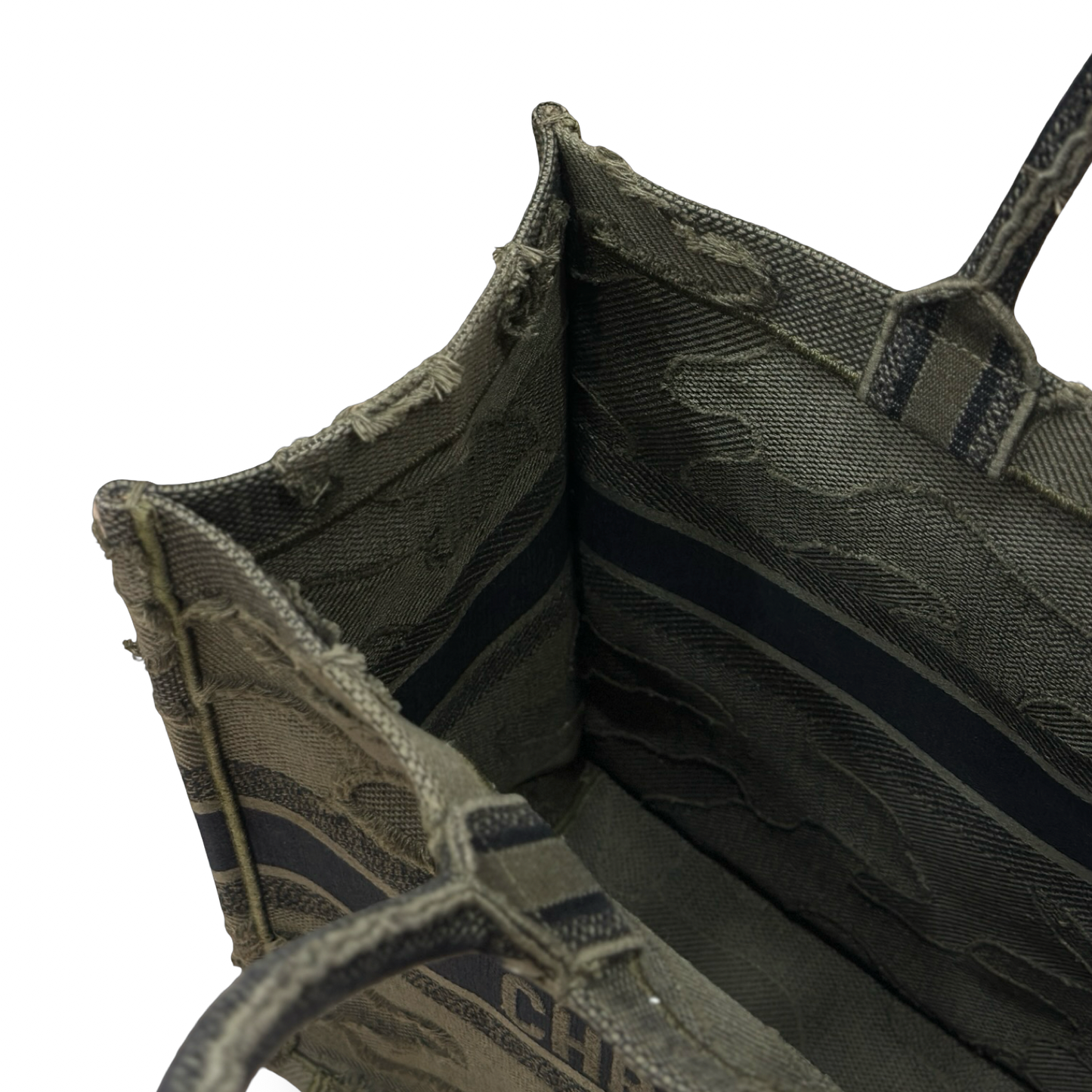 Dior Canvas Embroidered Camouflage Medium Book Tote - Green