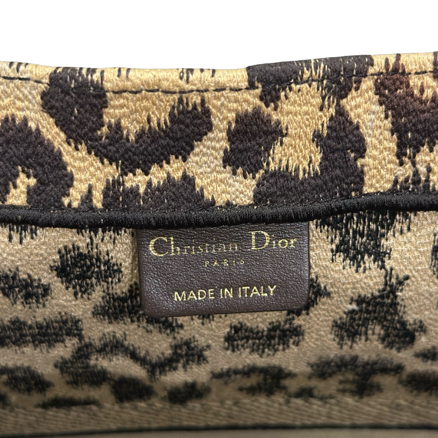 Dior Embroidered Canvas Large Leopard Tote - Brown