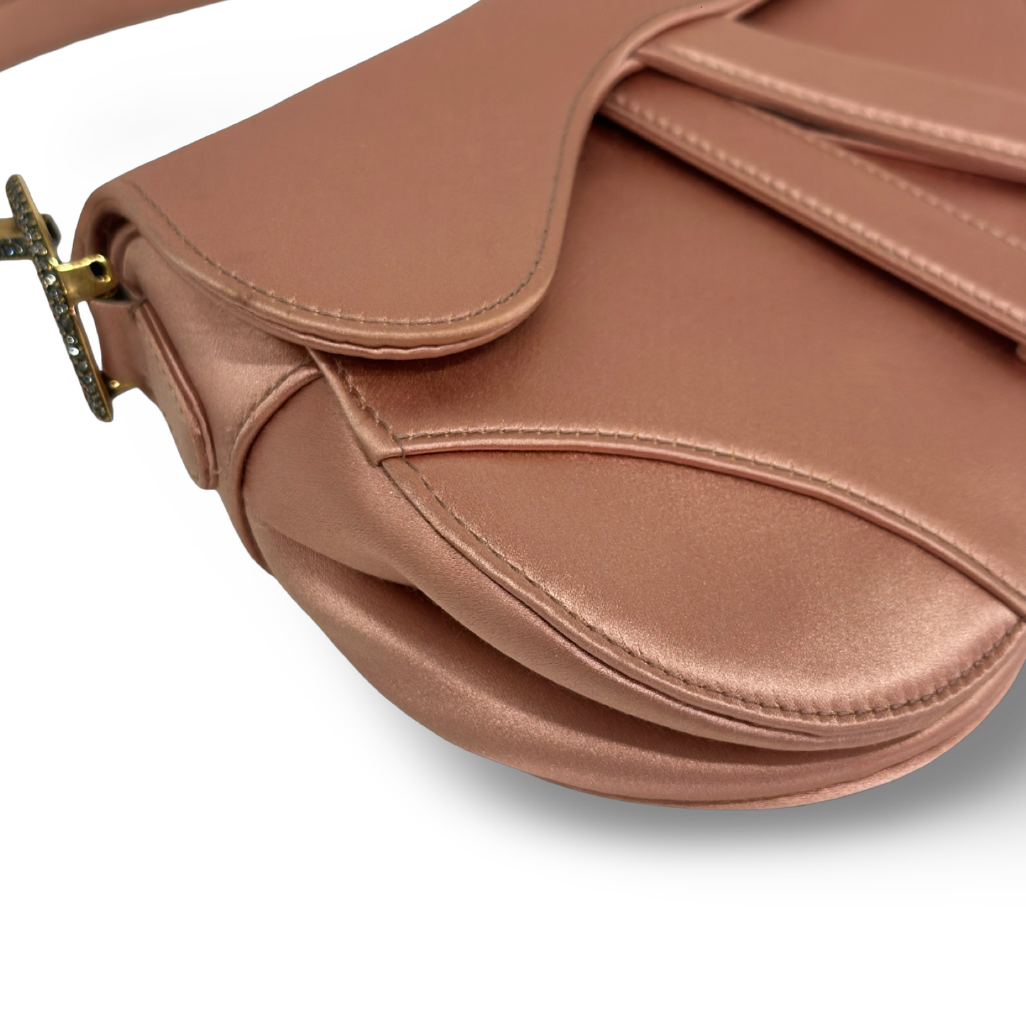 Dior Satin Crystal Embellished Mini Saddle Bag - SHW / Pink