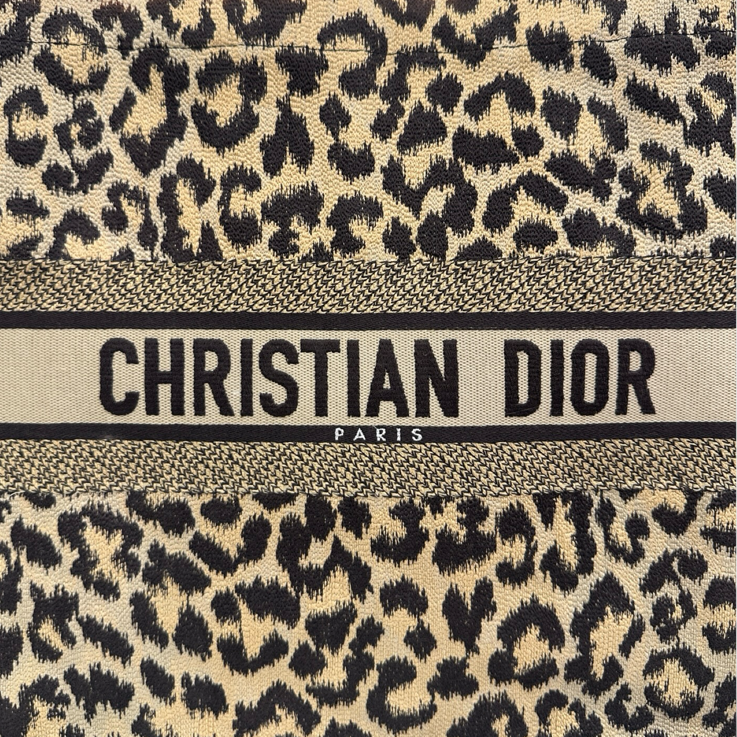 Dior Embroidered Canvas Large Leopard Tote - Brown