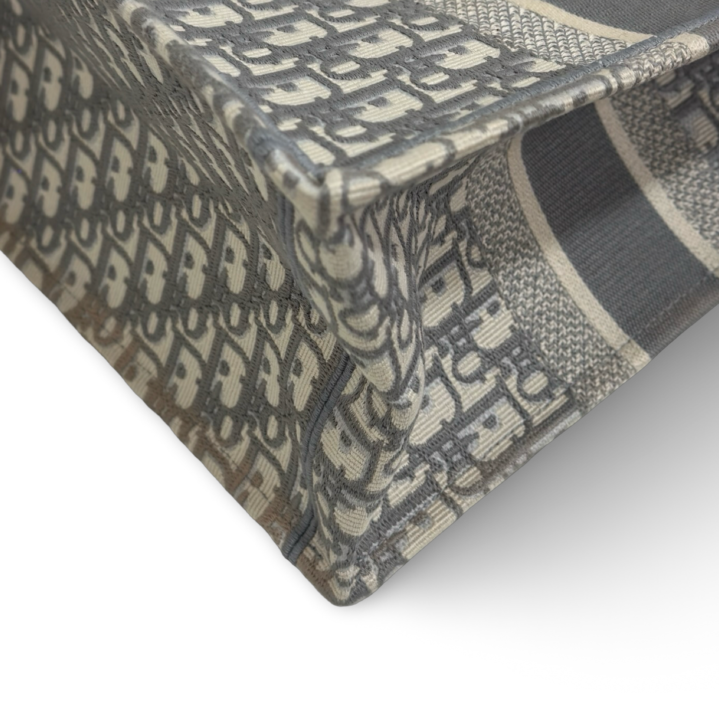 Dior Quilled Canvas Oblique Medium Book Tote - Grey