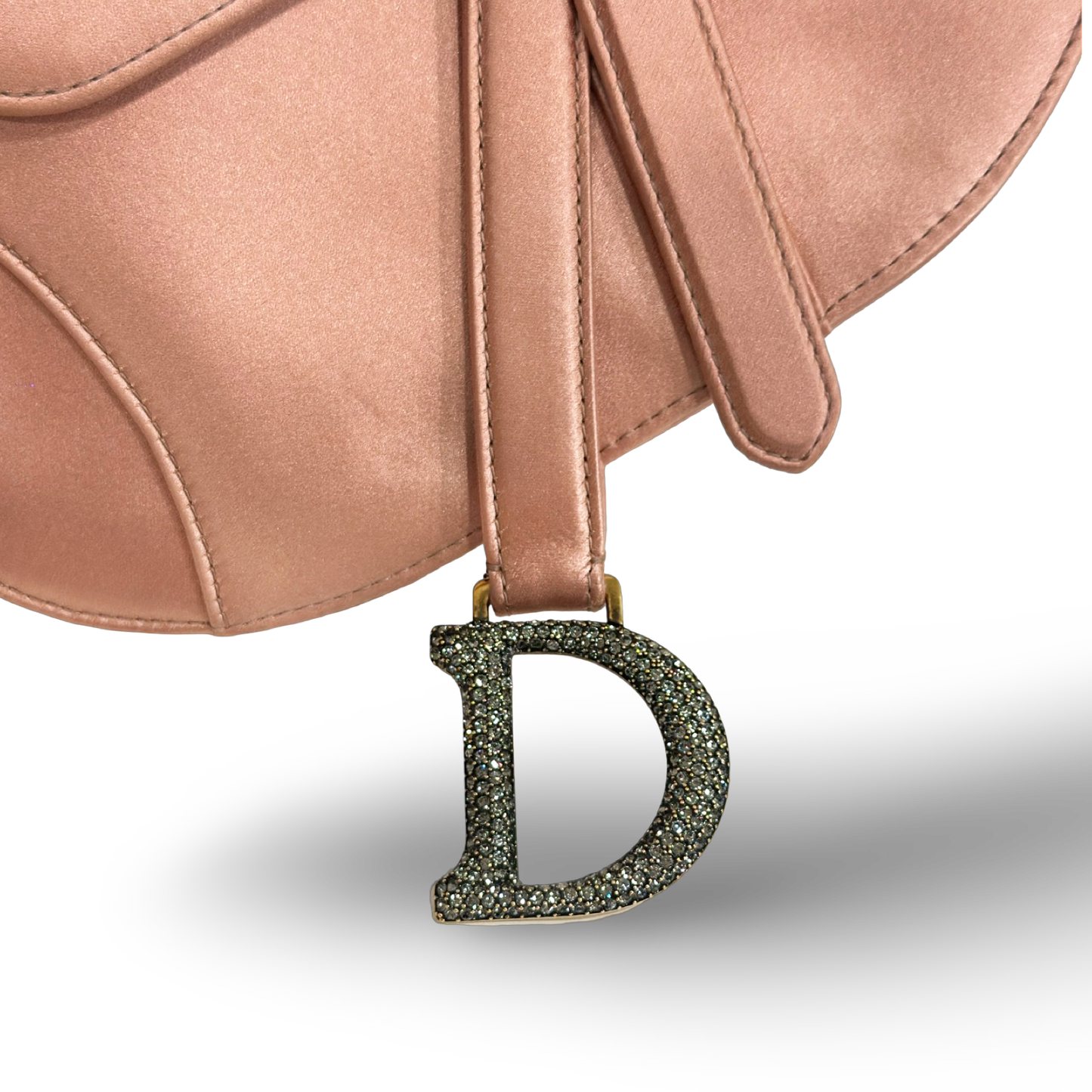 Dior Satin Crystal Embellished Mini Saddle Bag - SHW / Pink