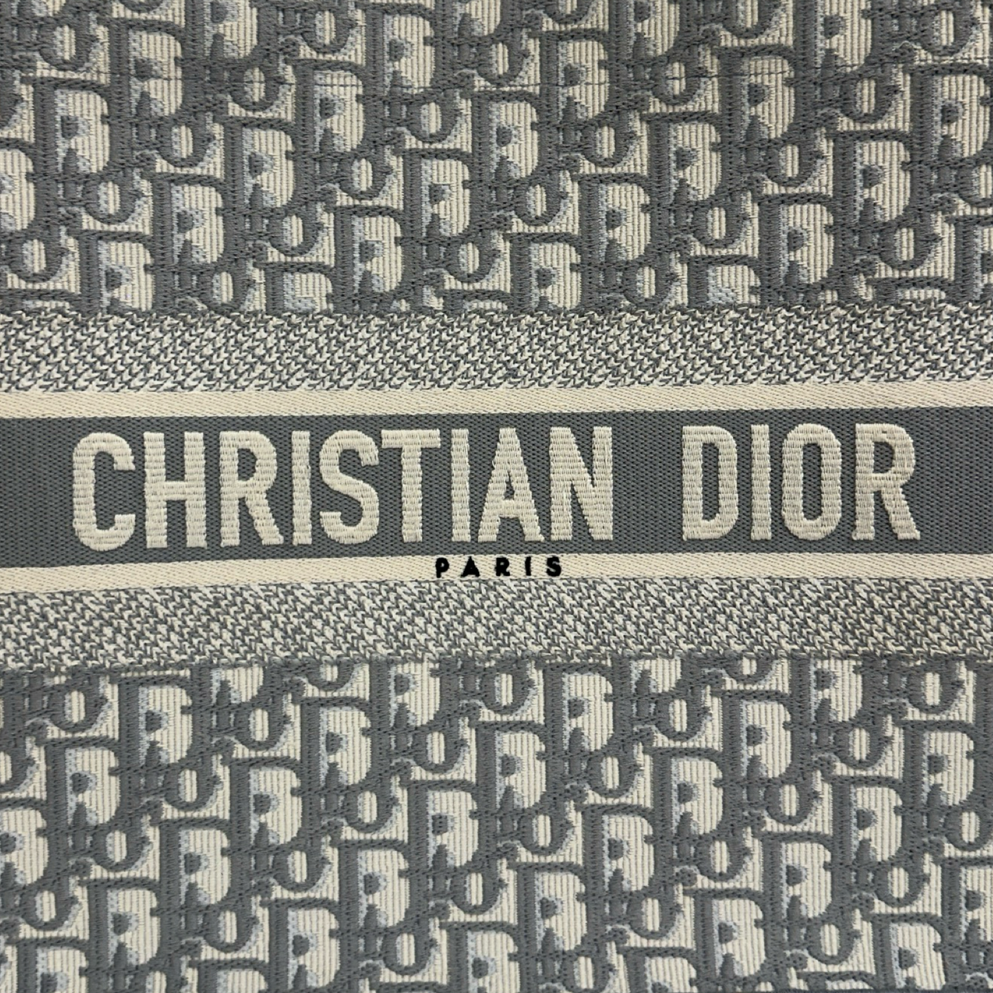 Dior Quilled Canvas Oblique Medium Book Tote - Grey