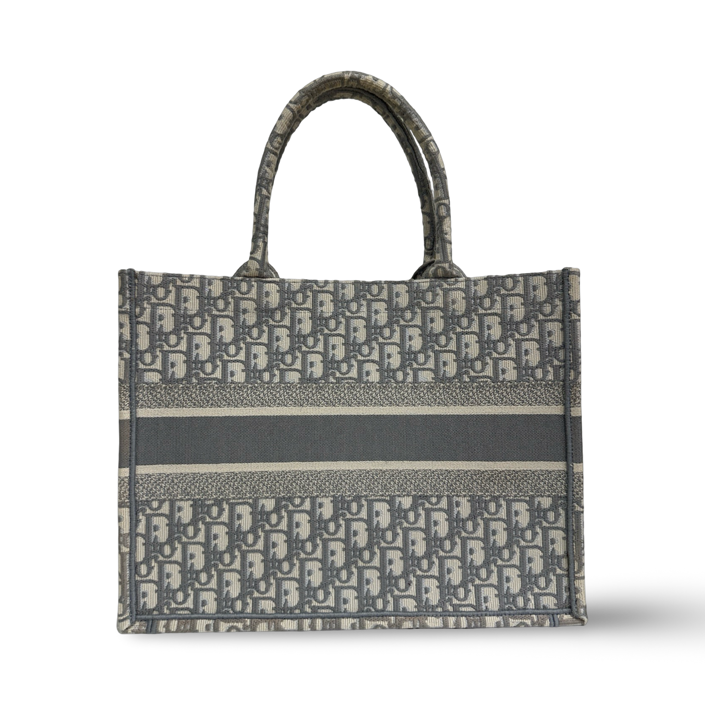 Dior Quilled Canvas Oblique Medium Book Tote - Grey
