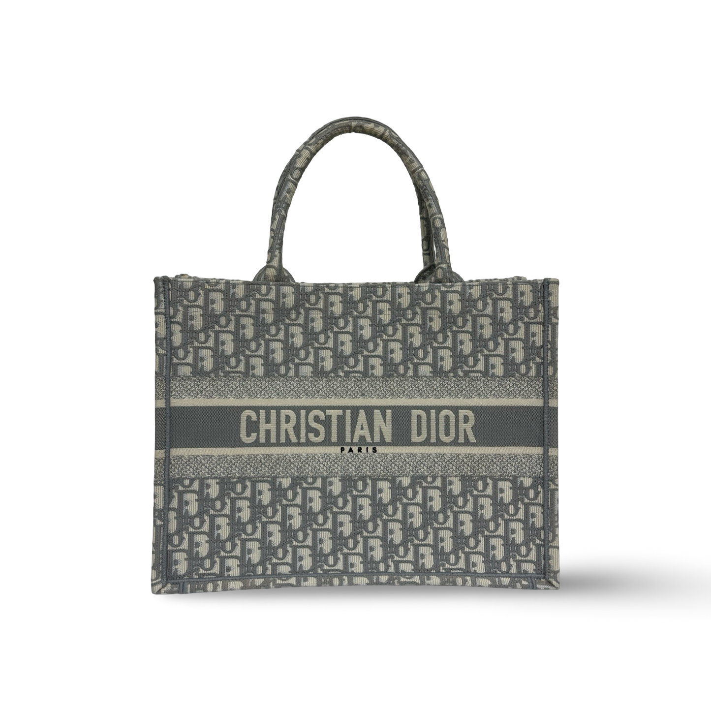 Dior Quilled Canvas Oblique Medium Book Tote - Grey
