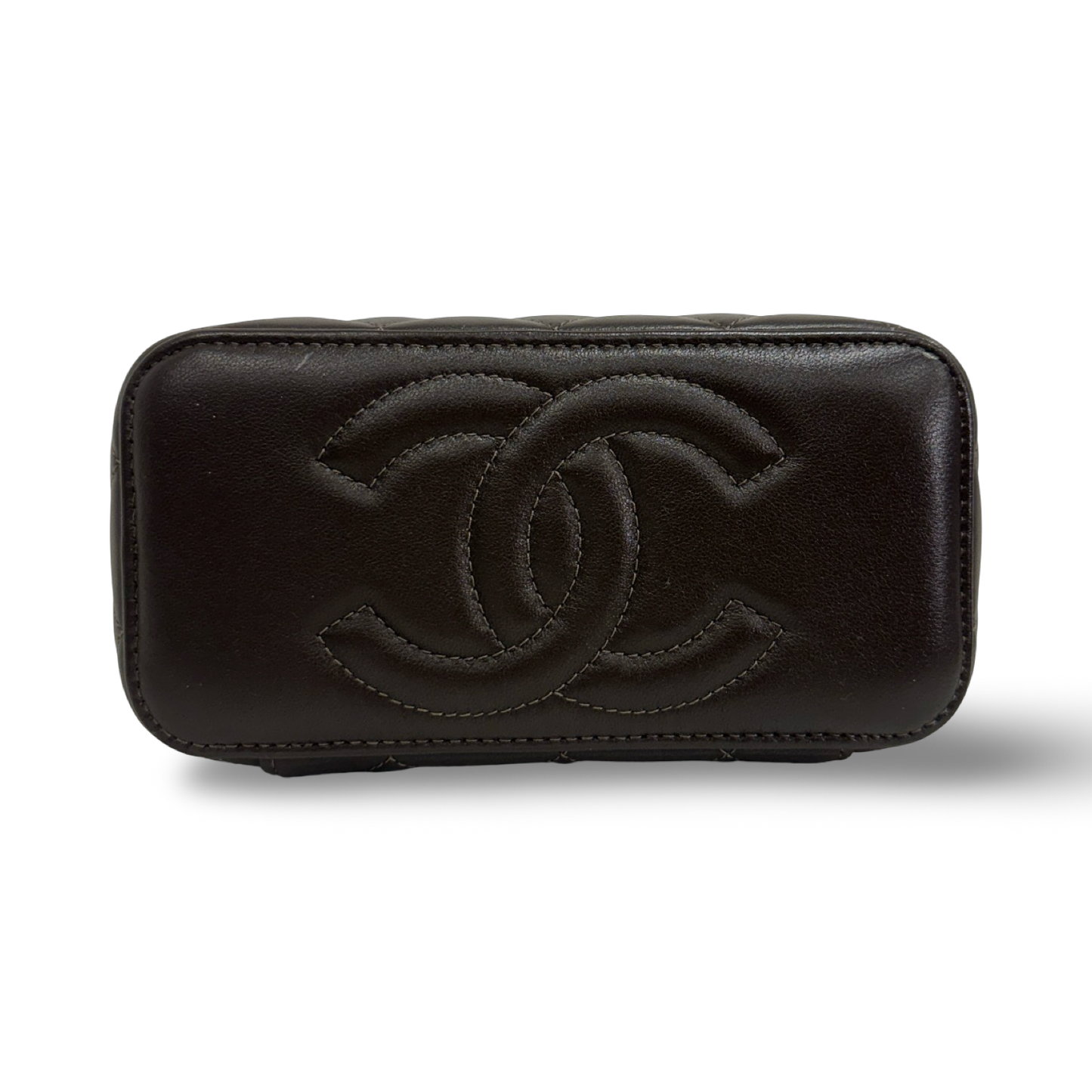 Chanel Quilted Lambskin Small Tophandle Vanity Box - GHW / Brown