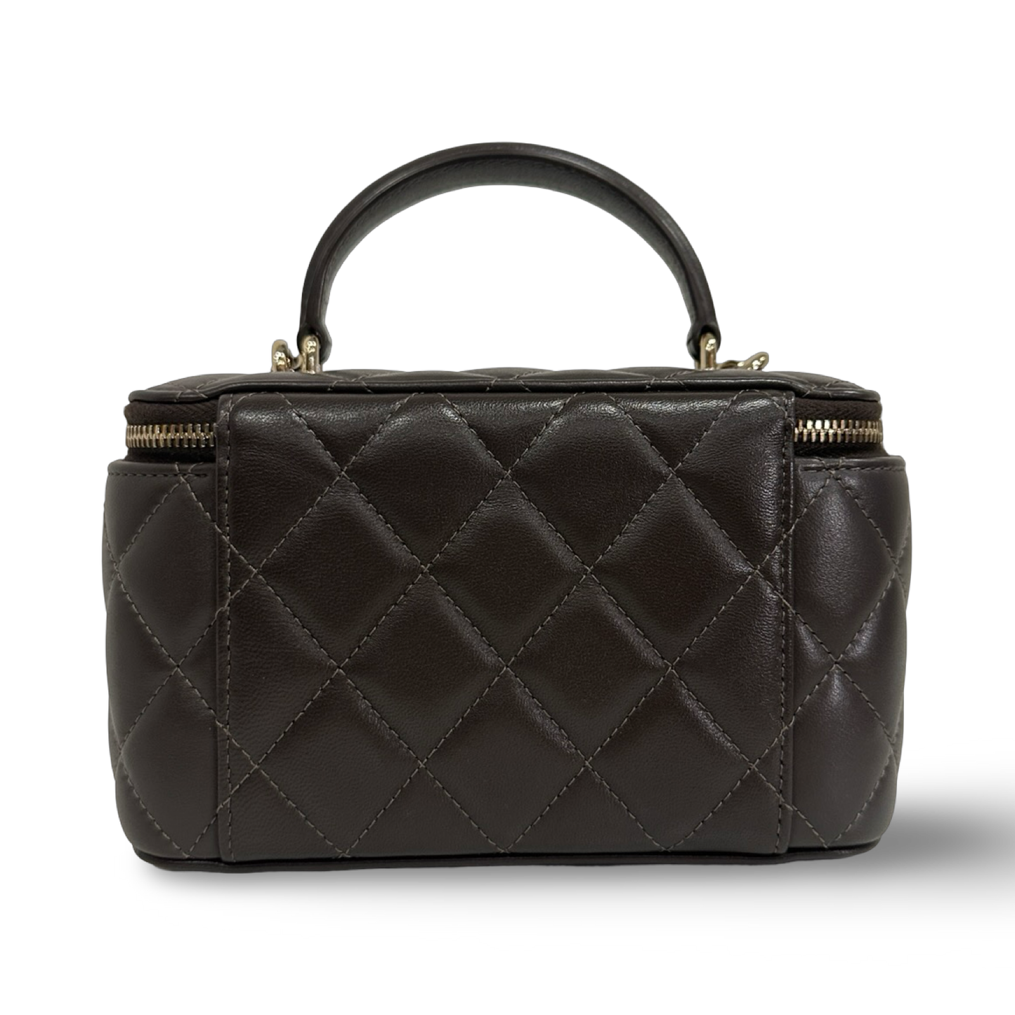 Chanel Quilted Lambskin Small Tophandle Vanity Box - GHW / Brown