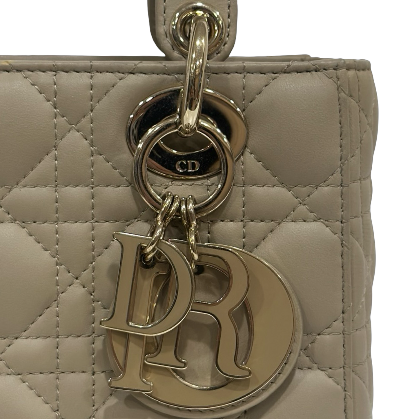 Dior Quilled Lambskin Small ABC Dior Lady Bag - GHW / Beige