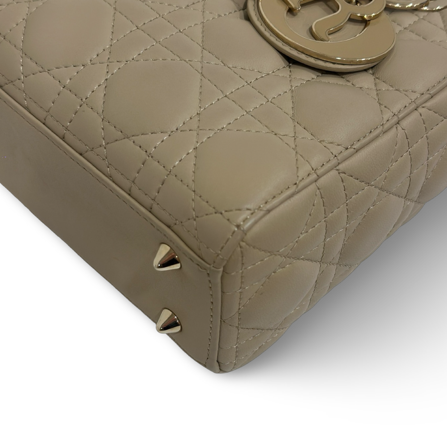 Dior Quilled Lambskin Small ABC Dior Lady Bag - GHW / Beige