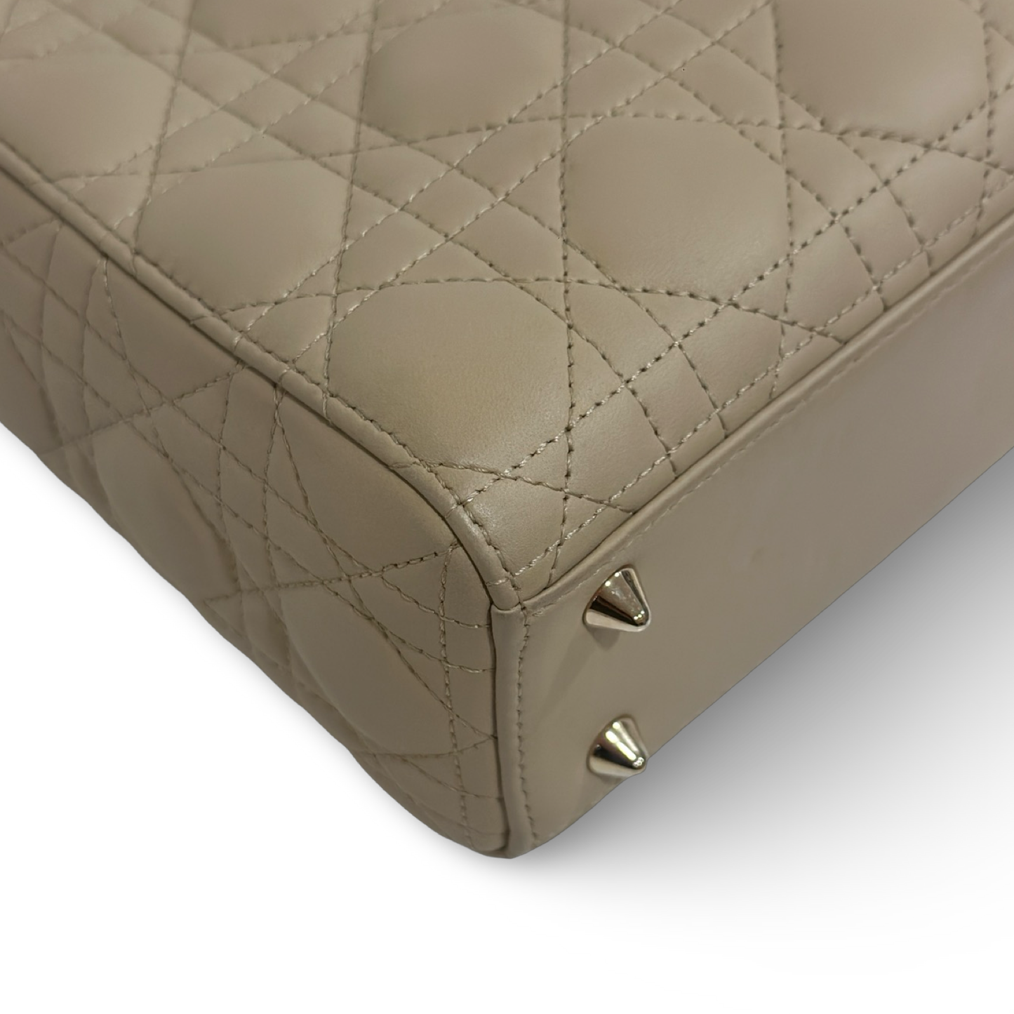 Dior Quilled Lambskin Small ABC Dior Lady Bag - GHW / Beige