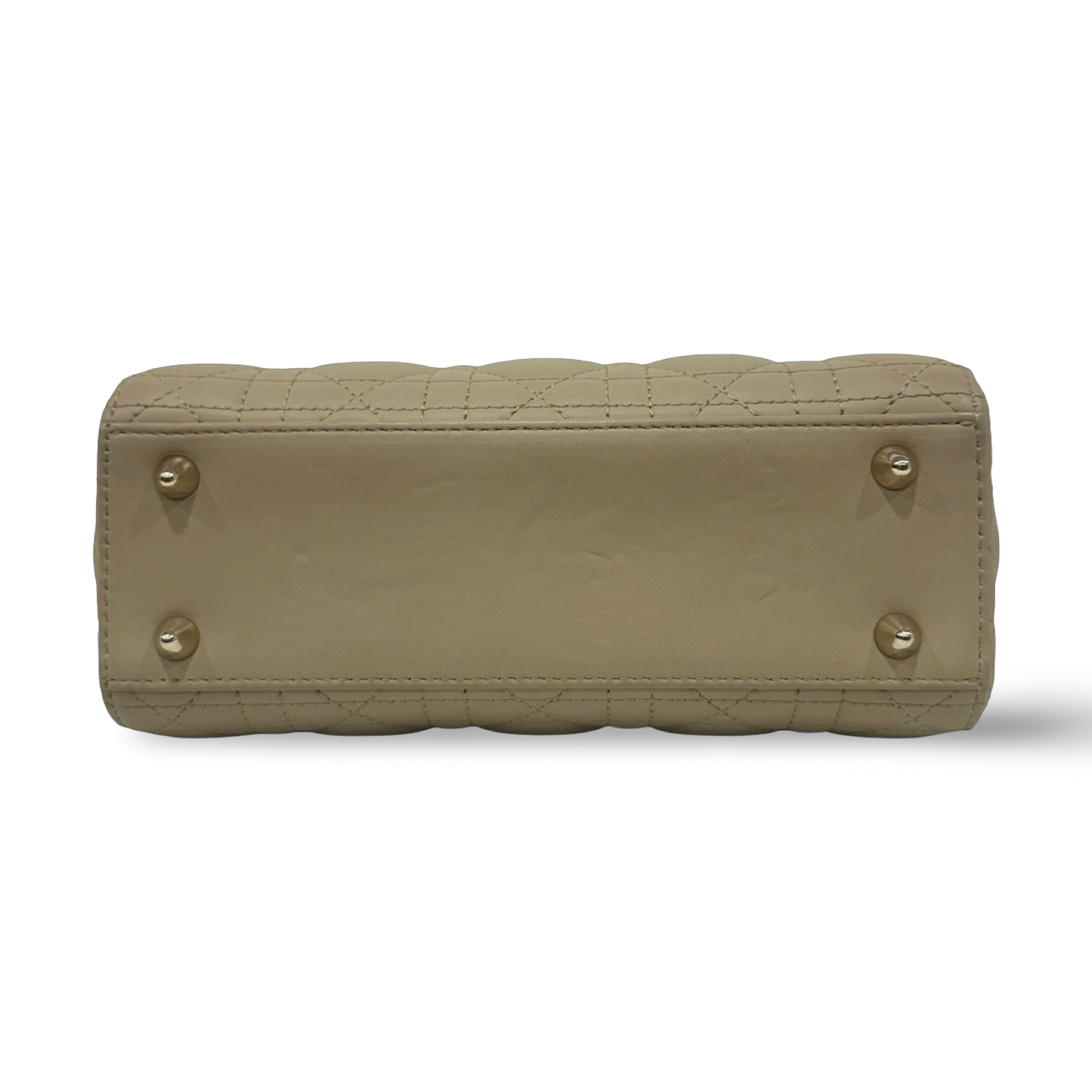 Dior Quilled Lambskin Small ABC Dior Lady Bag - GHW / Beige