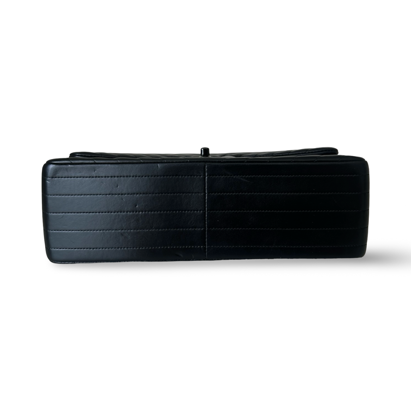 Chanel Chevron Lambskin Jumbo So Black Double Flap - Black / BHW