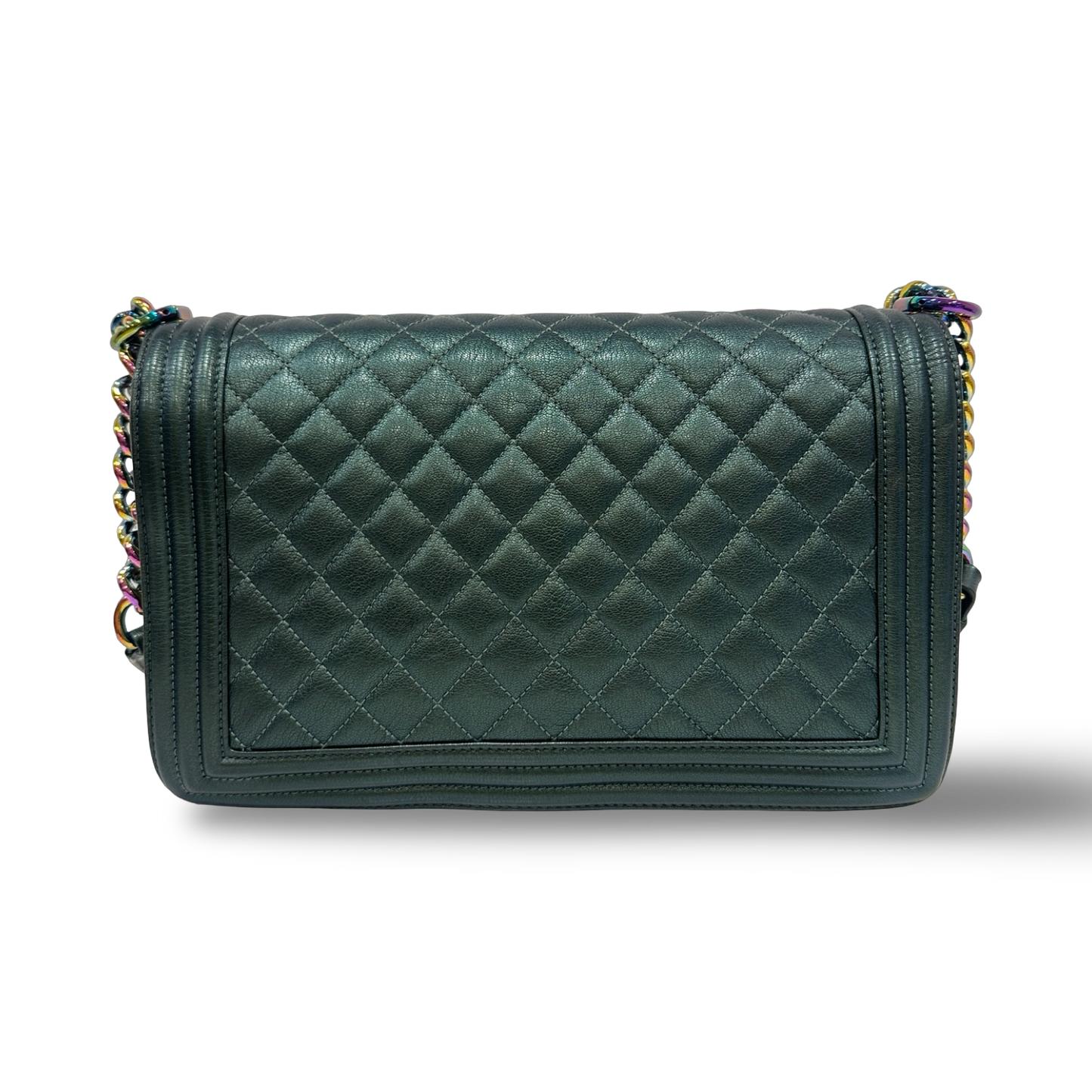 Chanel Quilted Calfskin New Medium Iredescent Boy Bag - GHW / Green