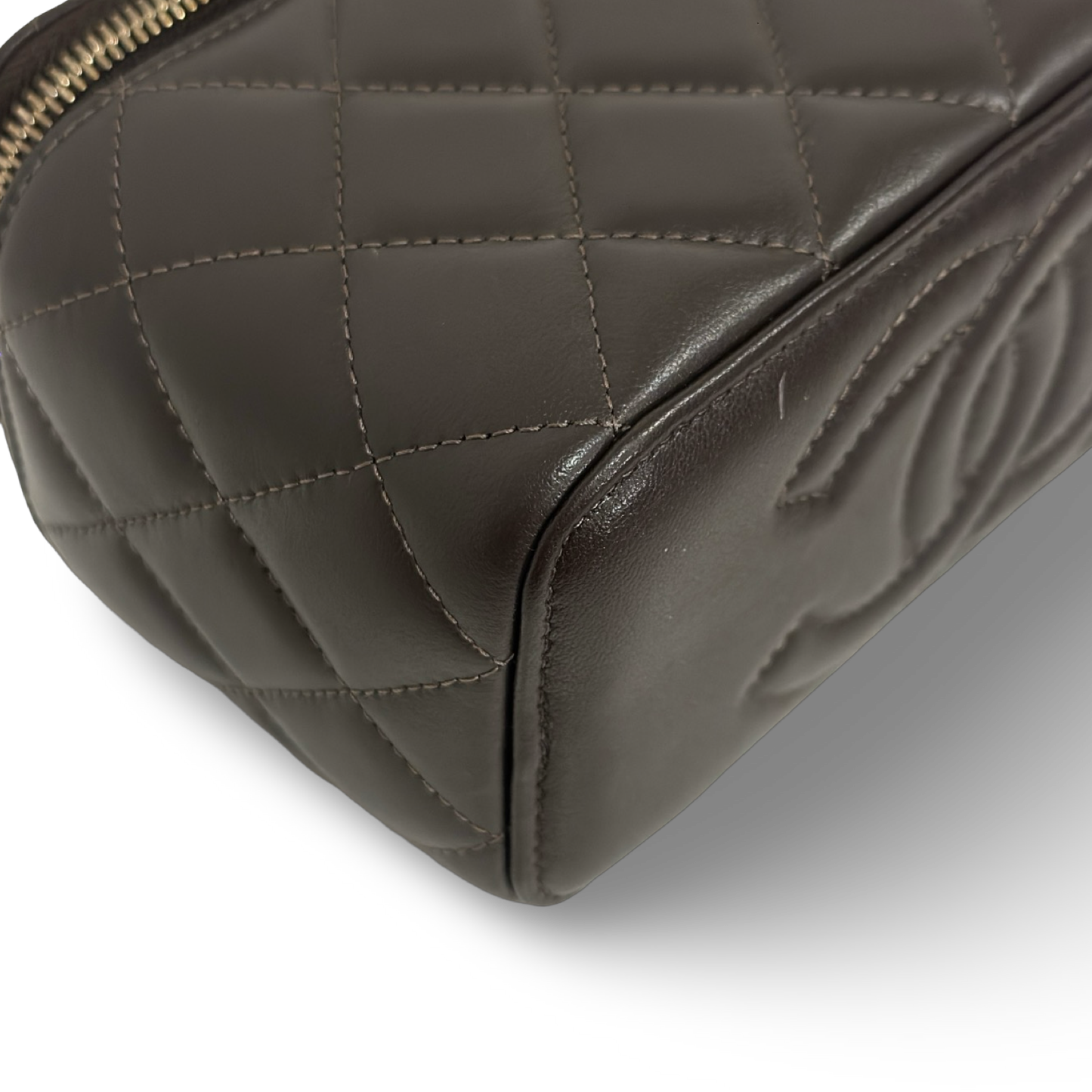 Chanel Quilted Lambskin Small Tophandle Vanity Box - GHW / Brown
