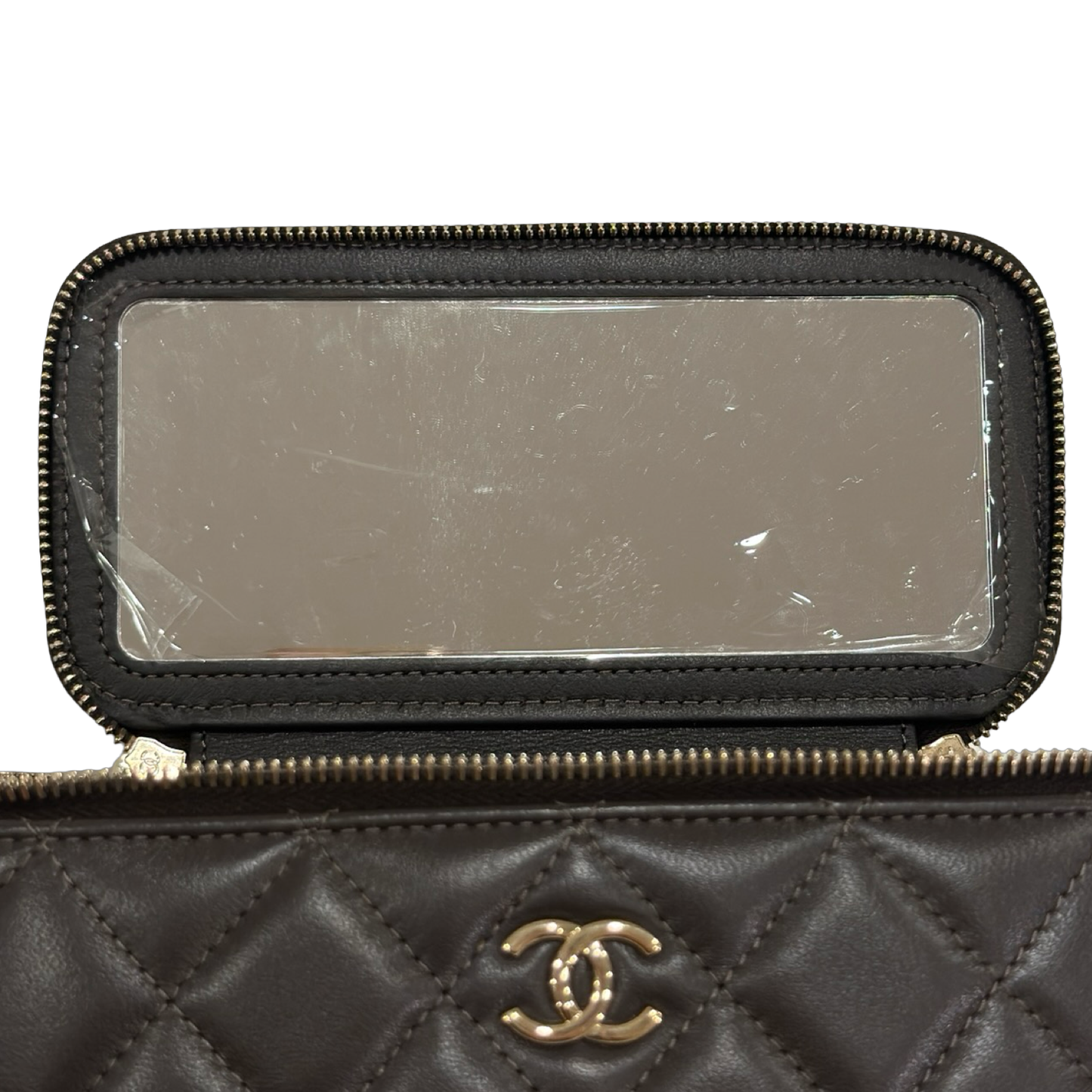 Chanel Quilted Lambskin Small Tophandle Vanity Box - GHW / Brown
