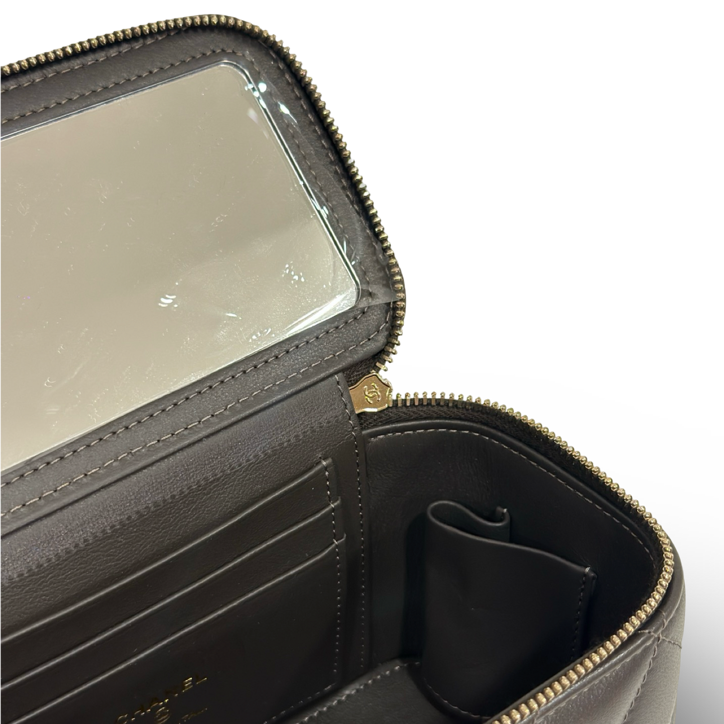 Chanel Quilted Lambskin Small Tophandle Vanity Box - GHW / Brown