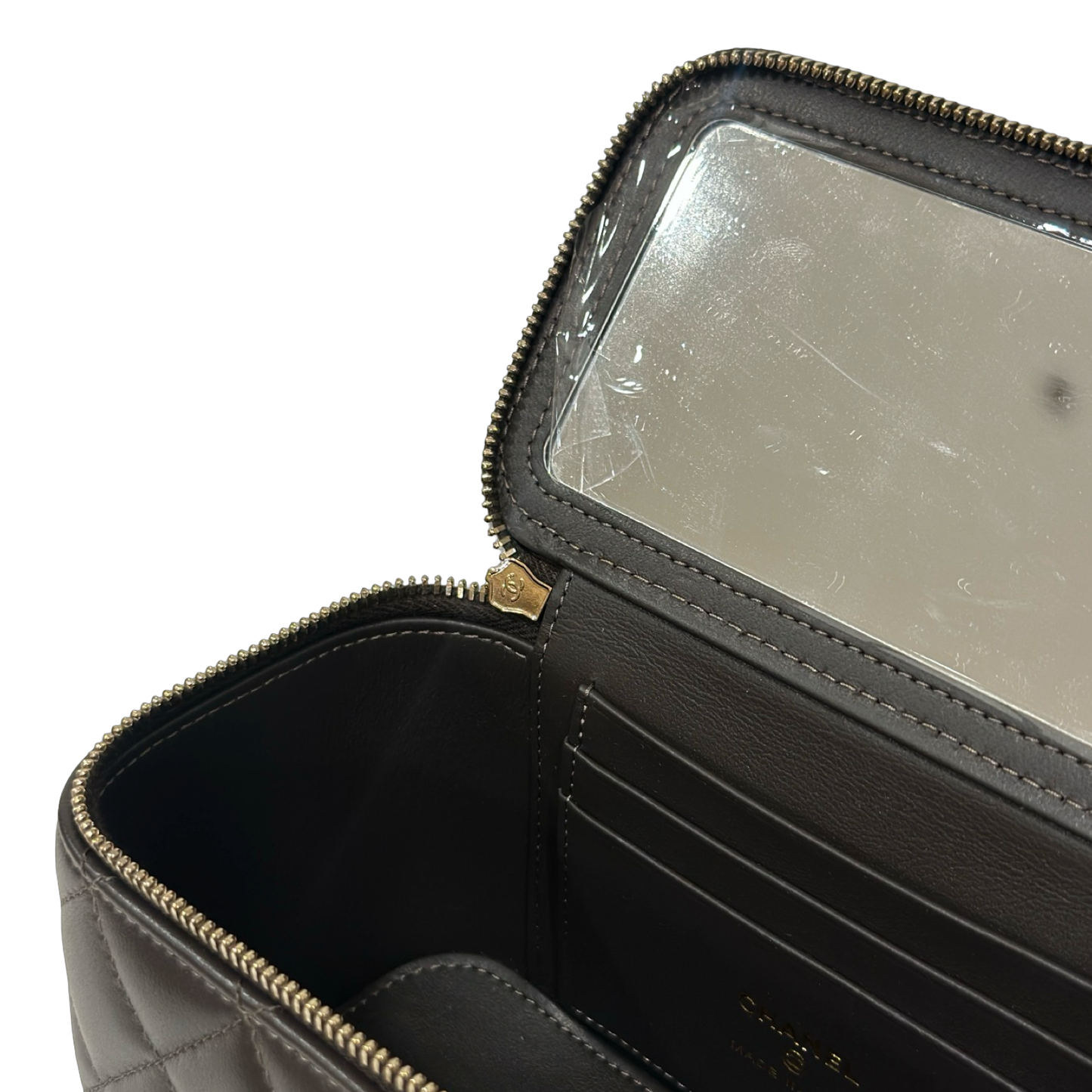 Chanel Quilted Lambskin Small Tophandle Vanity Box - GHW / Brown