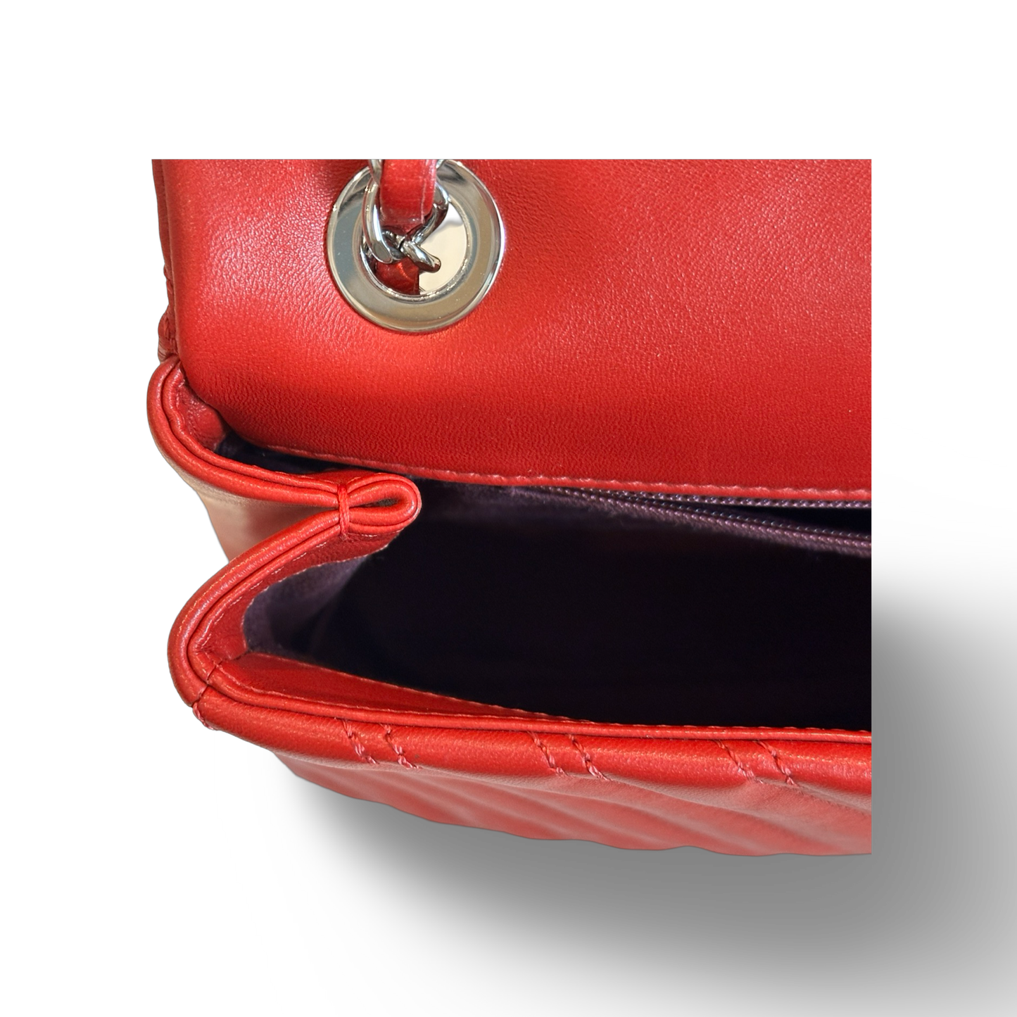 Chanel Chevron Lambskin Small Single Flap Red
